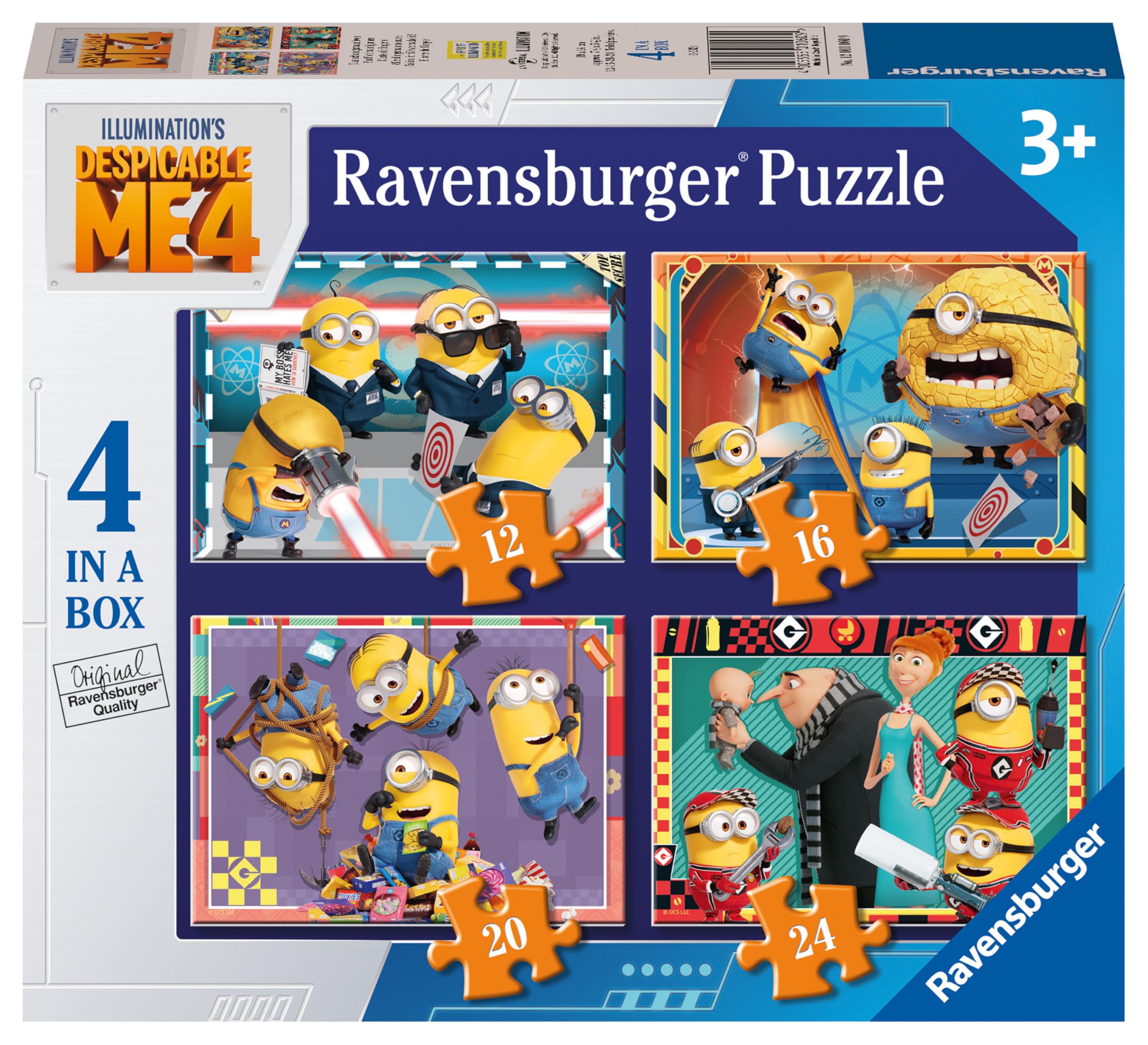Ravensburger Minions Despicable Me 4 Jigsaw Puzzles 4-in-1 Set for Kids Age 3+ | 19x14cm 1