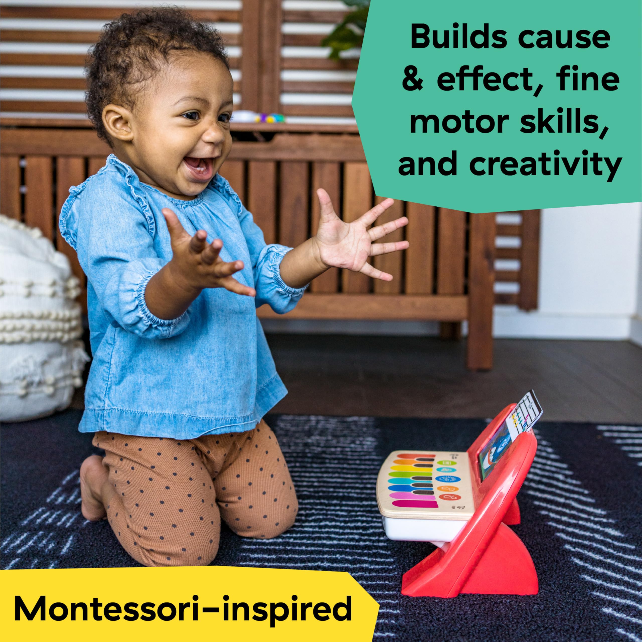 Baby Einstein Cal's First Melodies Magic Touch Piano - Wooden Musical Toy with 6 Melodies | Ages 6-36 Months