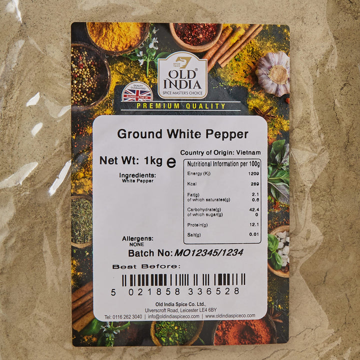 Old India Ground White Pepper 1kg - Pure, Natural Spice for Cooking