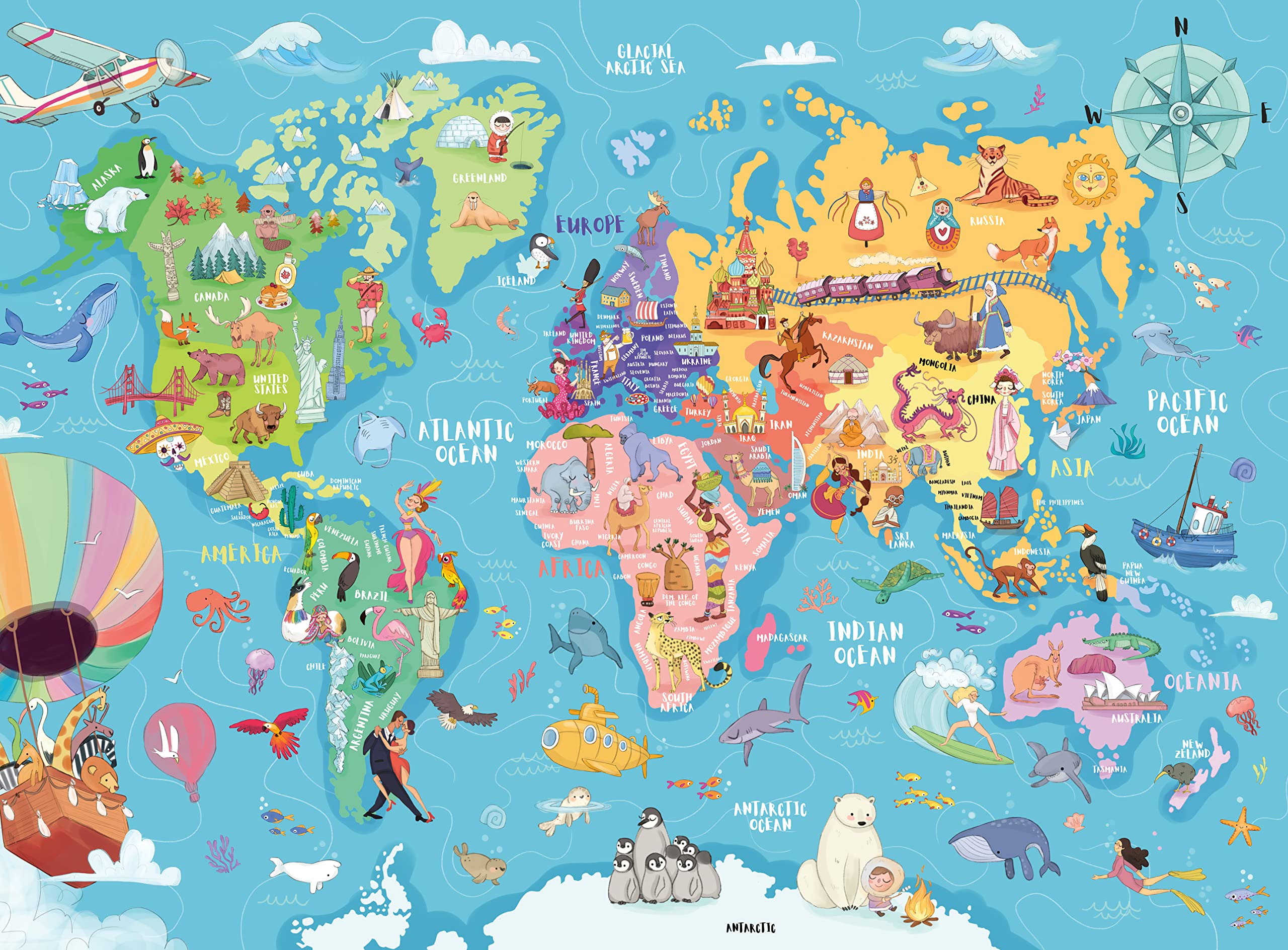 Ravensburger Map of the World Jigsaw Puzzle - 100 Pieces for Ages 6+ | 49x36 cm 3