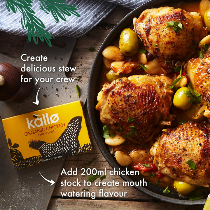 Kallo Organic Chicken Stock Cubes, Gluten Free & Coeliac Friendly, 96-Pack (12 x 8)