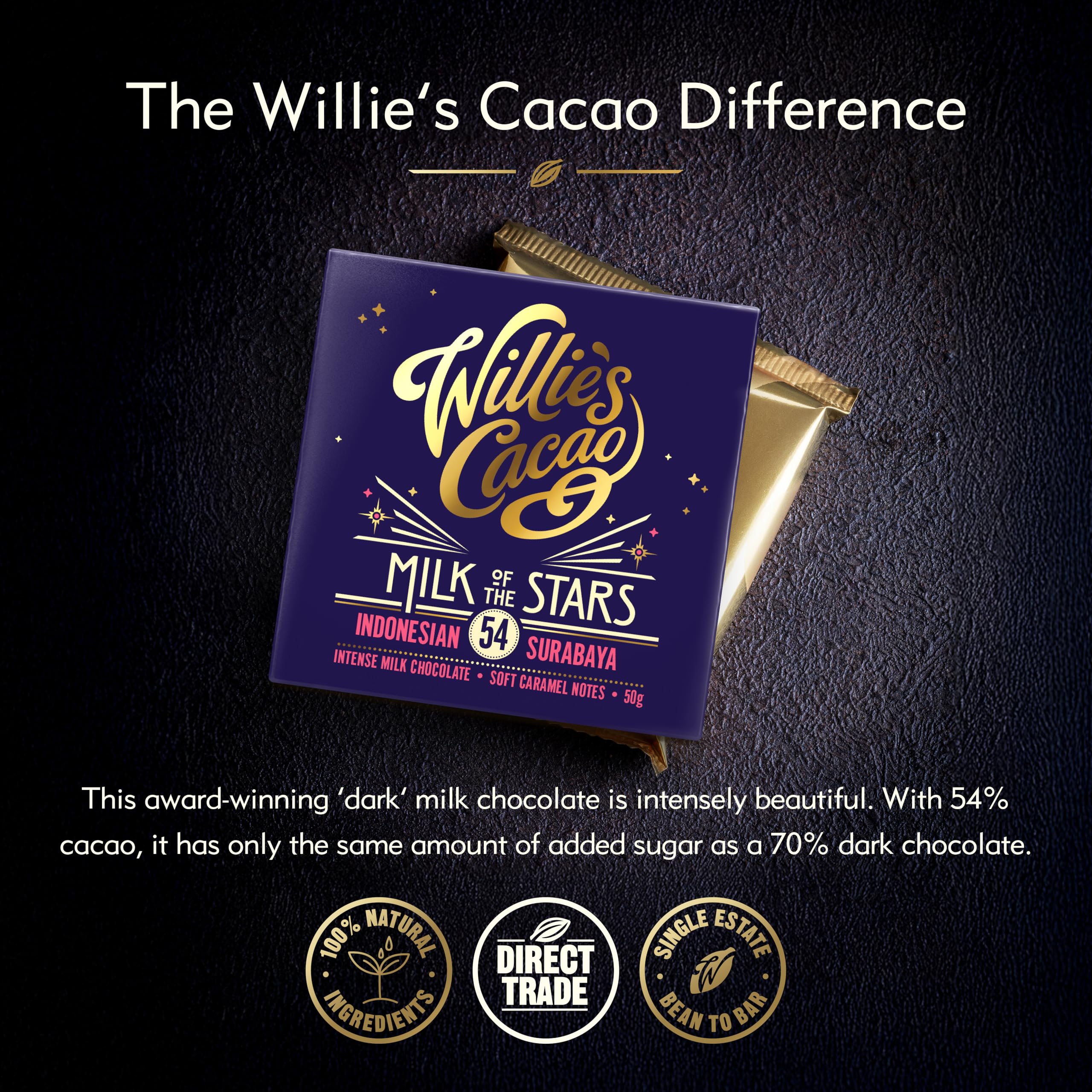 Willie's Cacao Bar - Milk of the Stars, Surabaya 54% Milk Chocolate - 50g 7