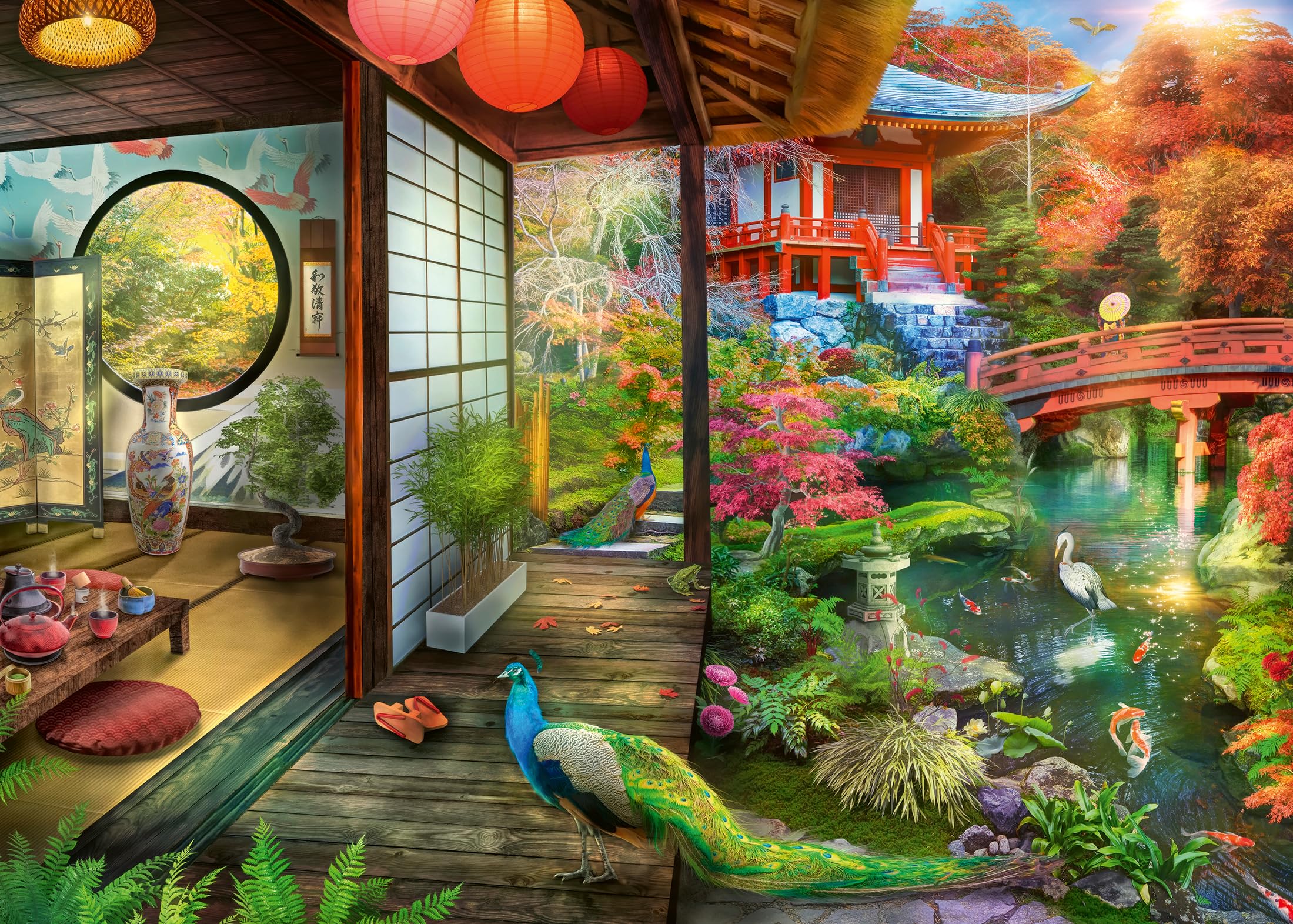 Ravensburger Japanese Garden Teahouse 1000 Piece Jigsaw Puzzle for Adults