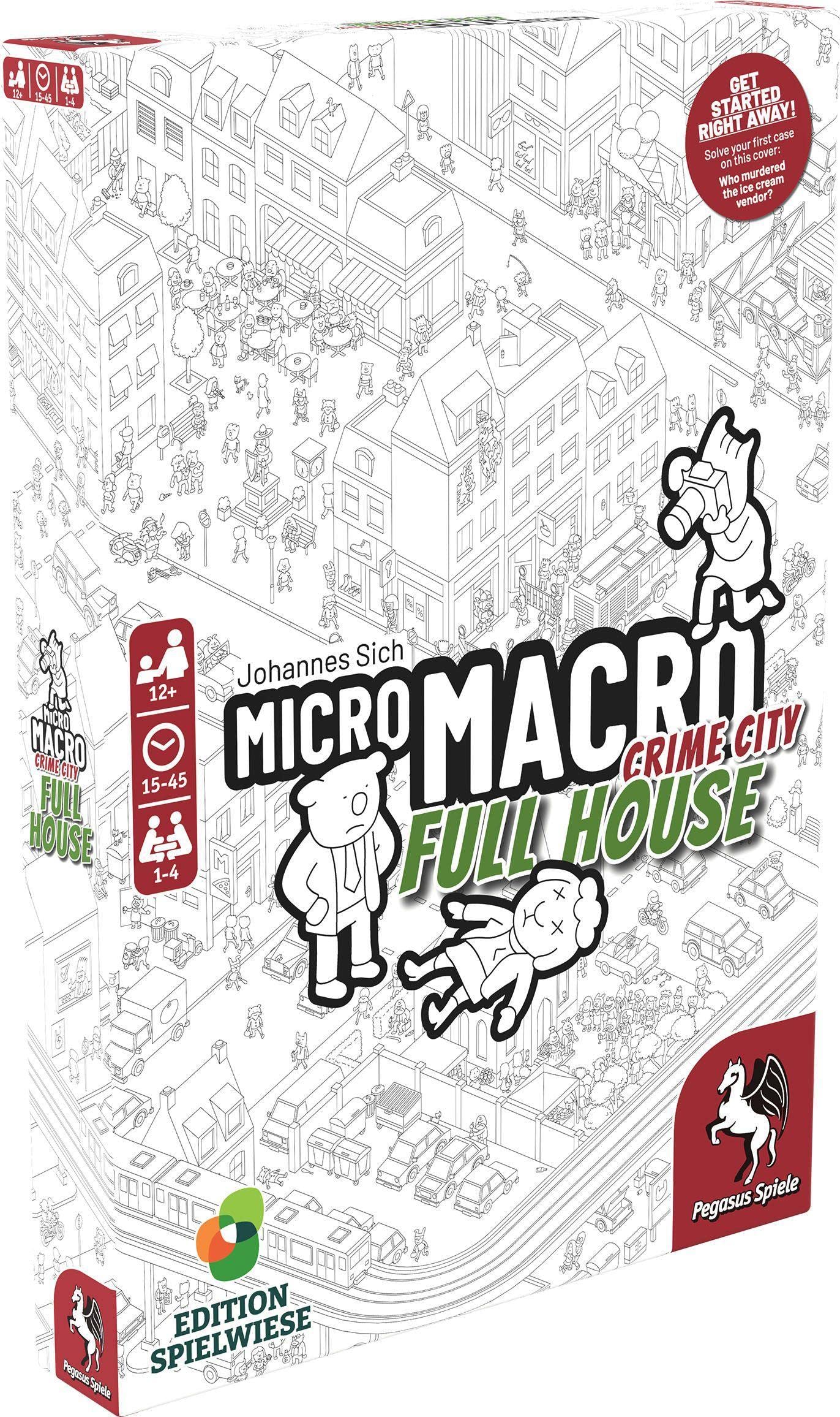Pegasus Spiele MicroMacro: Crime City - Full House Board Game | Ages 12+ | 1-4 Players | 15-45 Min 1