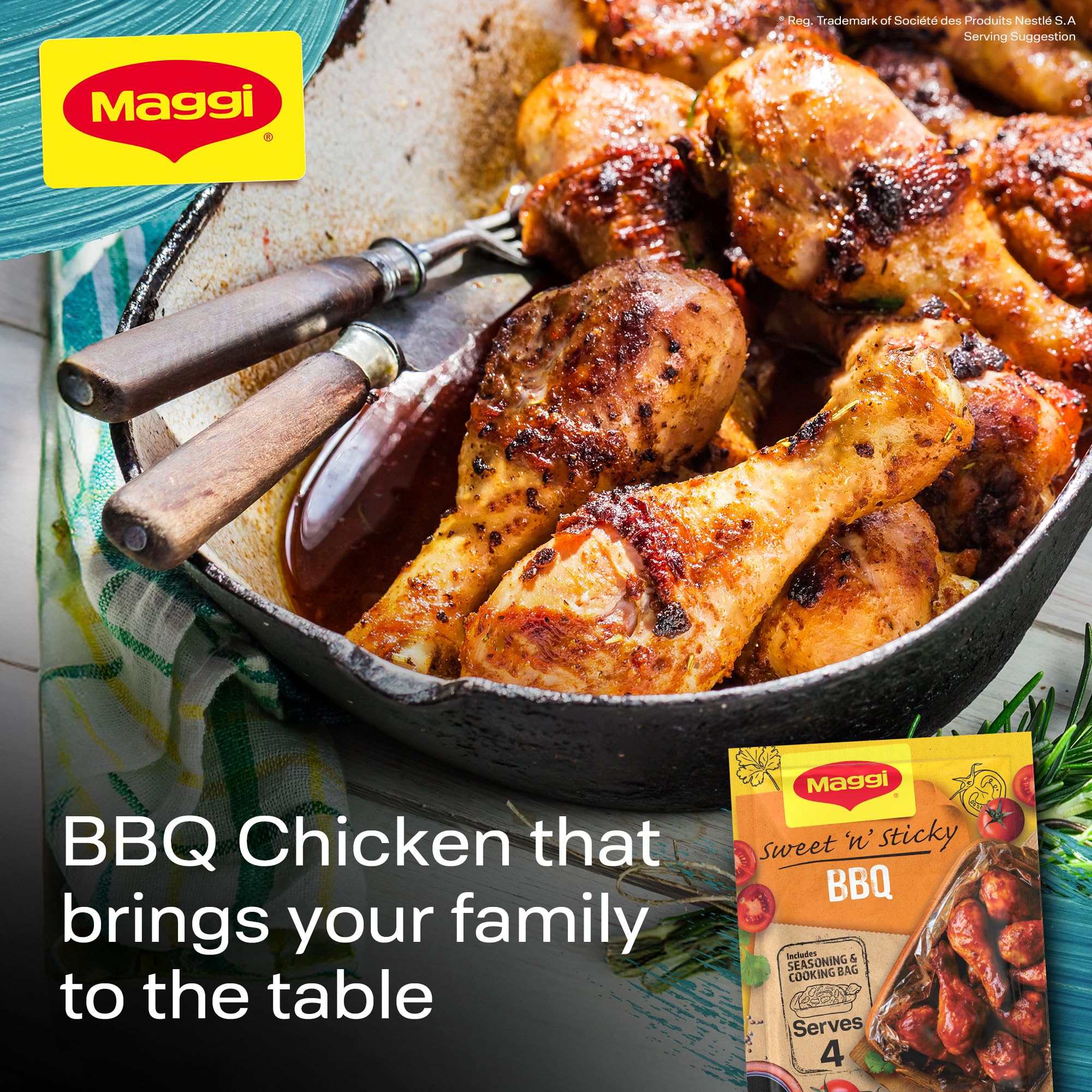 MAGGI So Juicy BBQ Chicken Recipe Mix (41g Sachet) 3