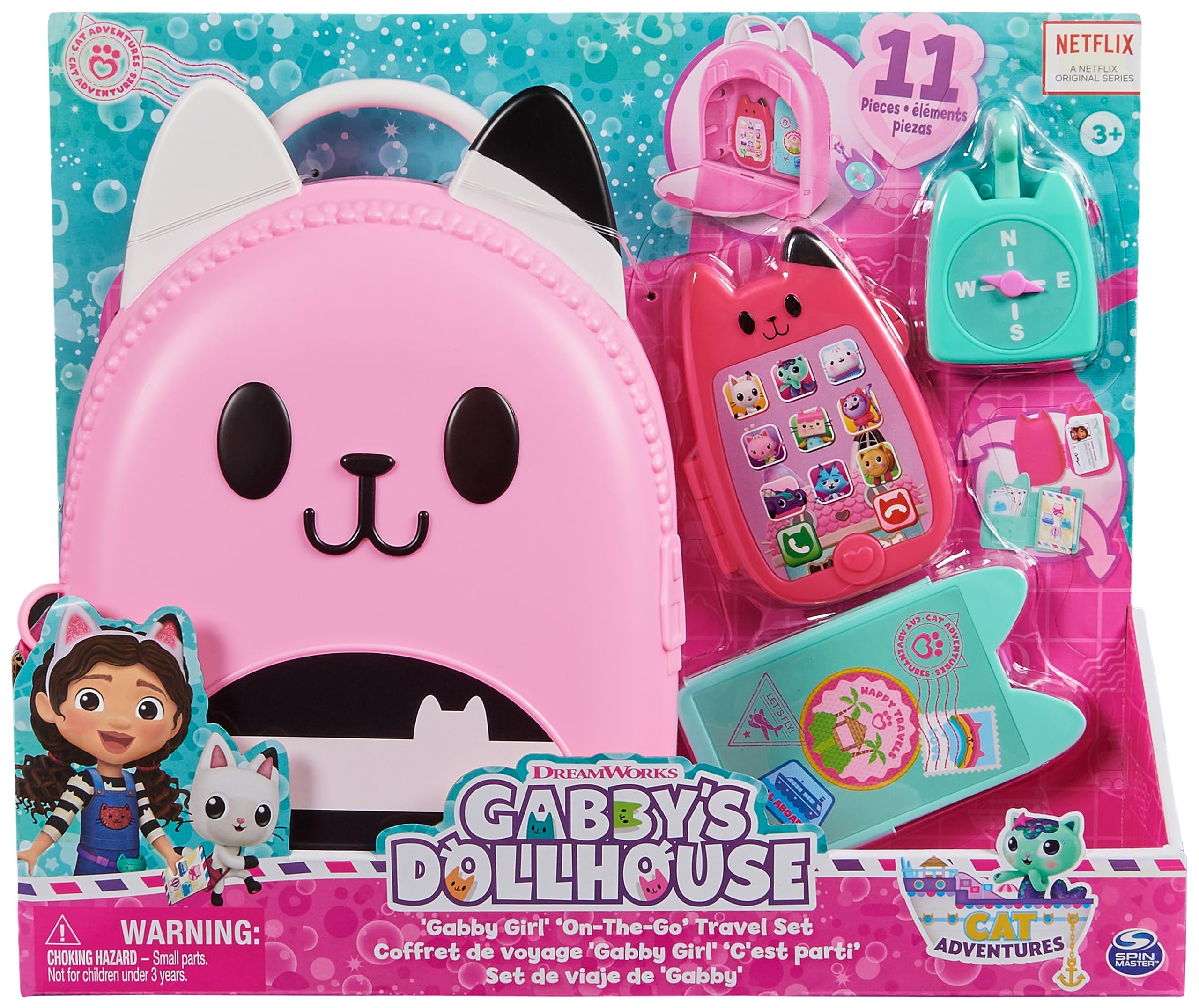 DREAMWORKS GABBY'S DOLLHOUSE Gabby Girl On-The-Go Travel Set - 11 Pieces | Ages 3+ 3