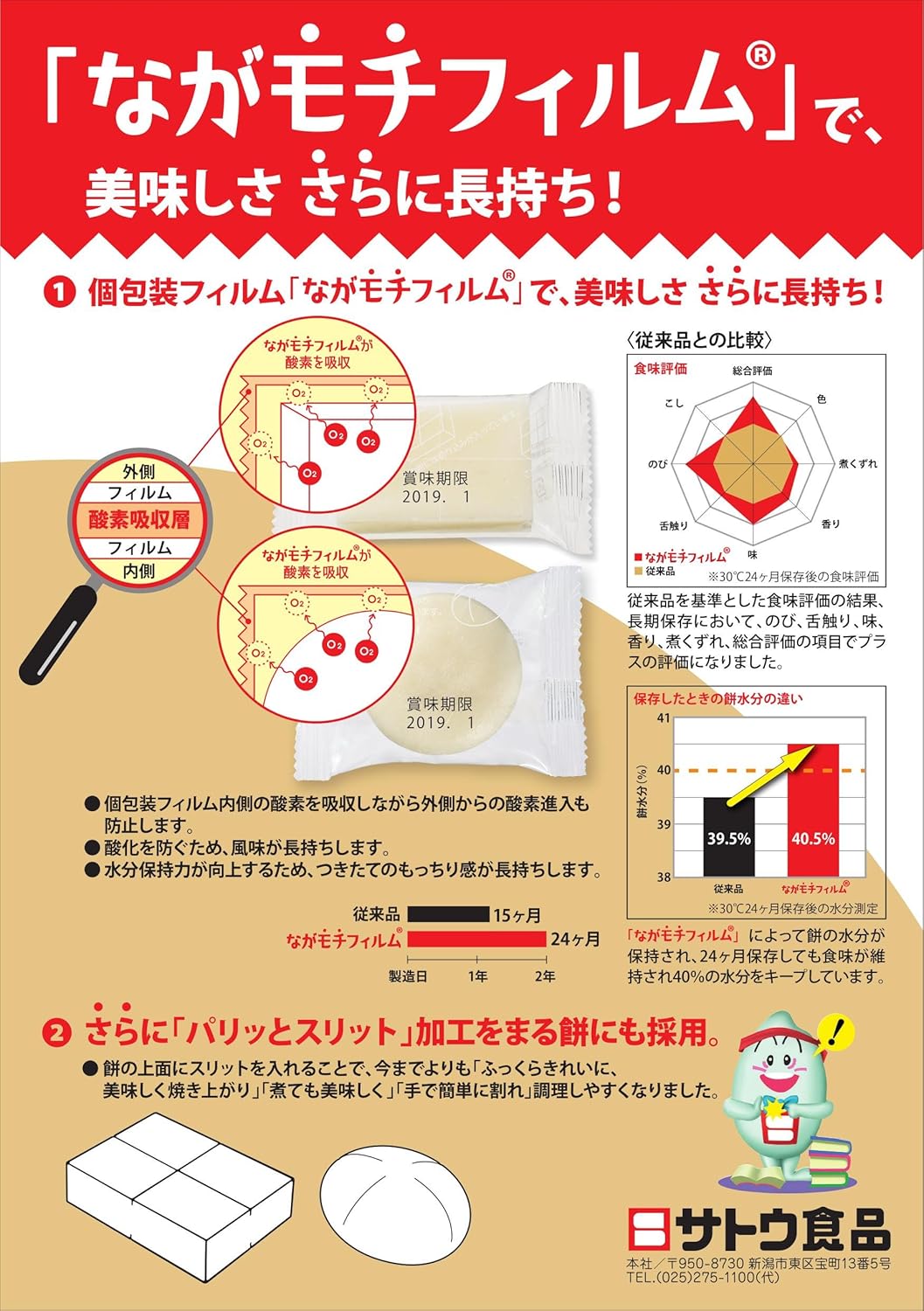 SATO - Kirimochi Paritto Slit Mochi Rice Cakes 400g