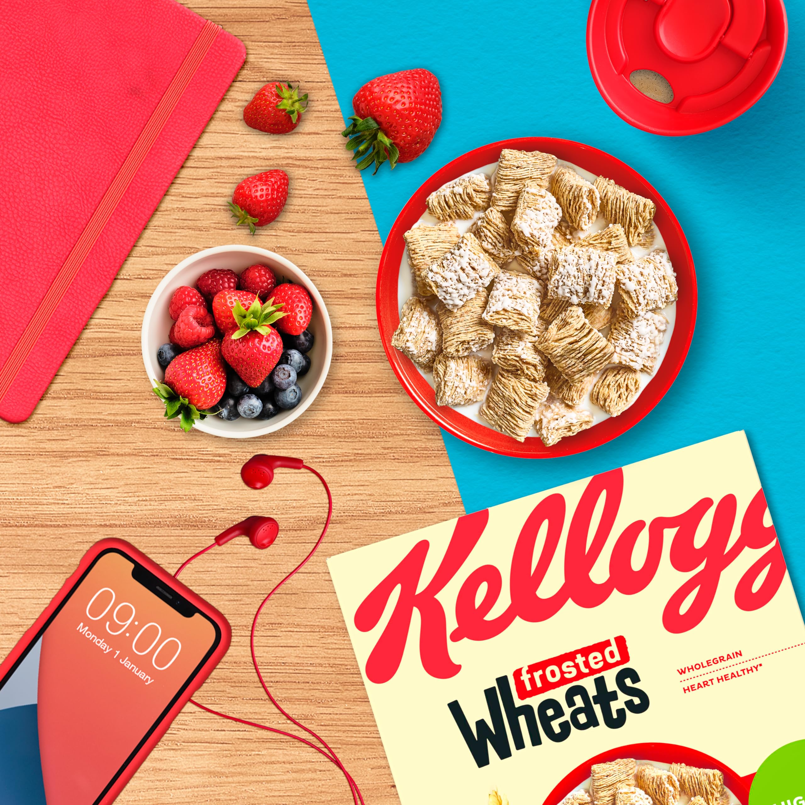 Kellogg's Frosted Wheats Cold Cereal - Shredded Wholewheat with Sugar Topping | 500g 2