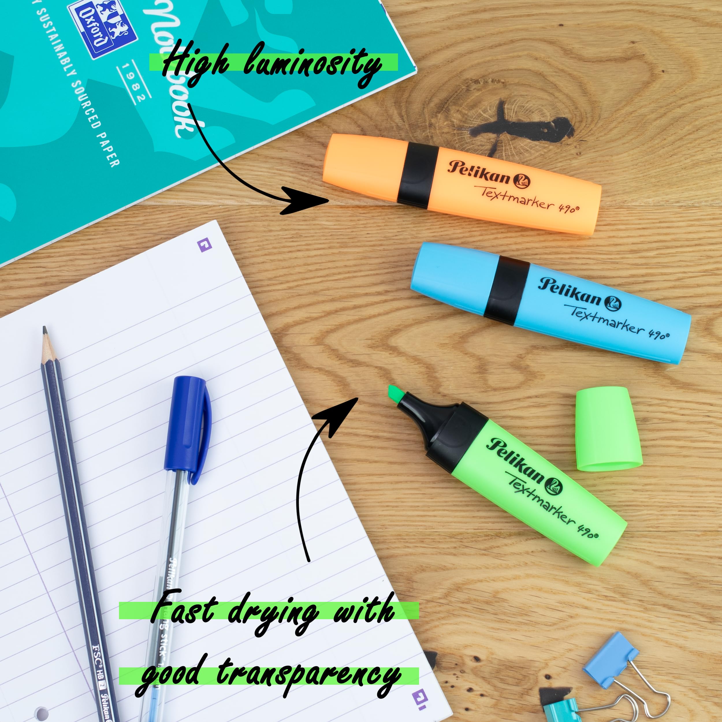 Pelikan Textmarker 490 Highlighters - Pack of 6 Bright Colors | 3-Width Chisel Tip 2