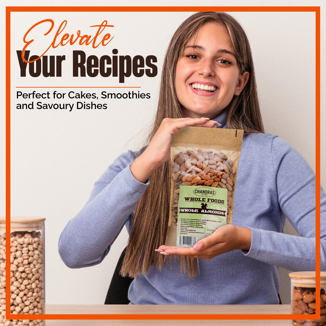 Chandra Whole Foods - Almonds 1KG - Premium Raw Almonds for Snacking, Baking, Smoothies