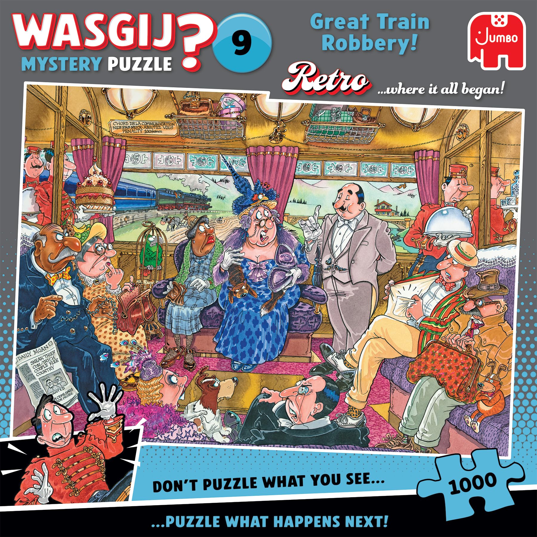 Wasgij Retro Mystery 9: The Great Train Robbery - 1000 Piece Puzzle for Adults 1
