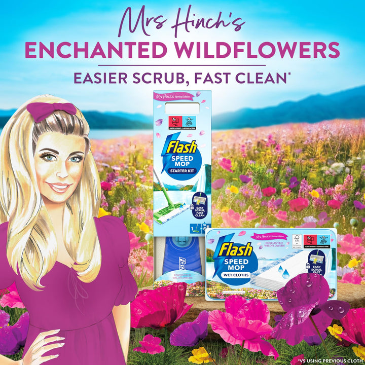 Flash Speedmop Floor Cleaner Starter Kit with Wet Refills – 1 Mop + 6 Cloths