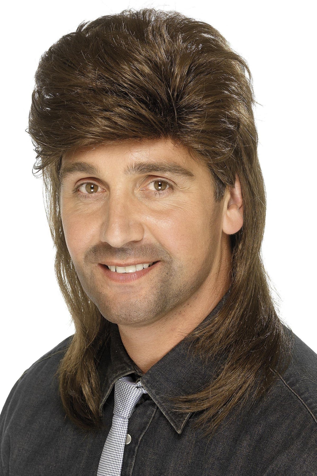 Smiffys Mullet Wig - Brown - Adult One Size