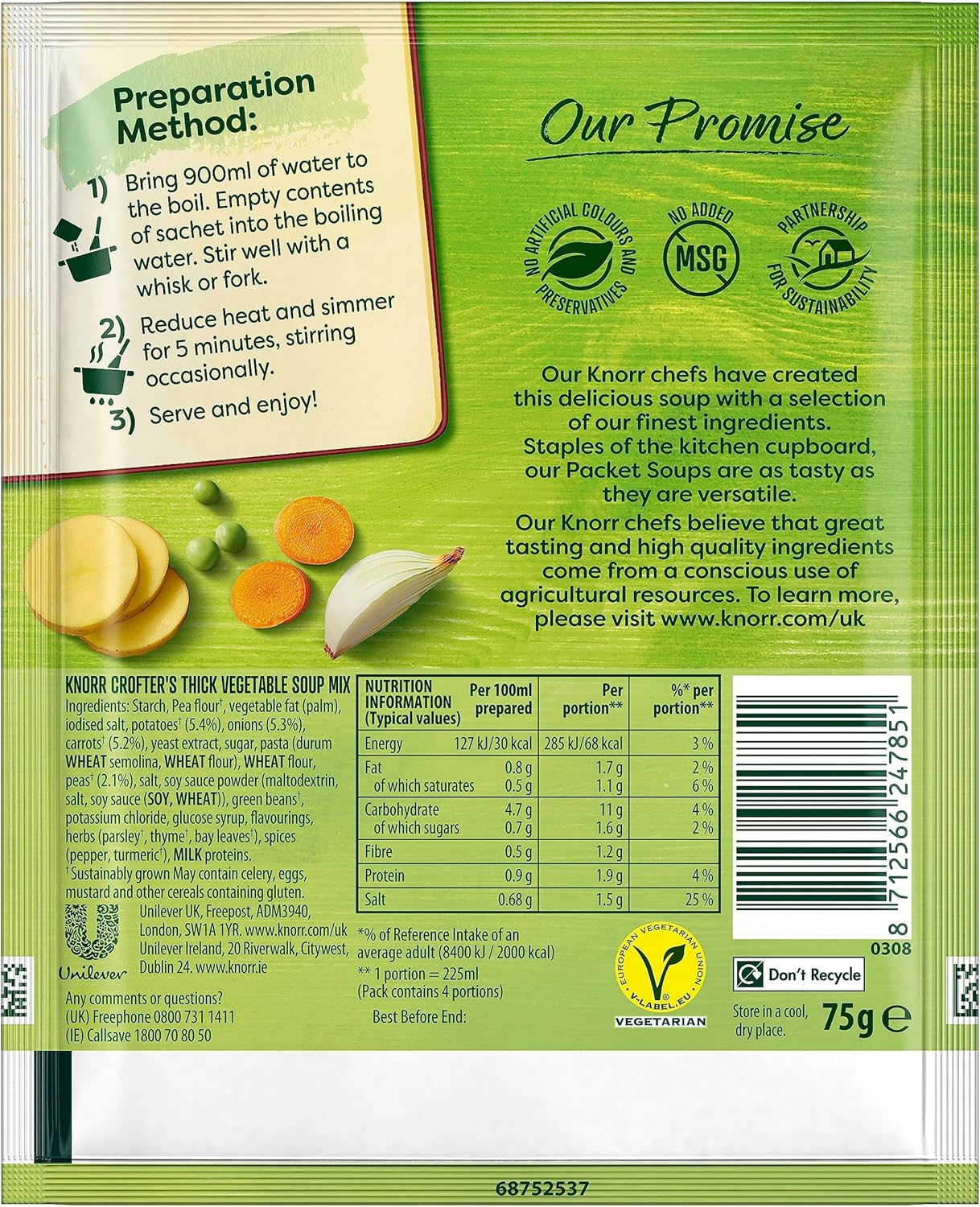 Knorr Thick Vegetable Dry Soup Mix, 9 x 75 g 6