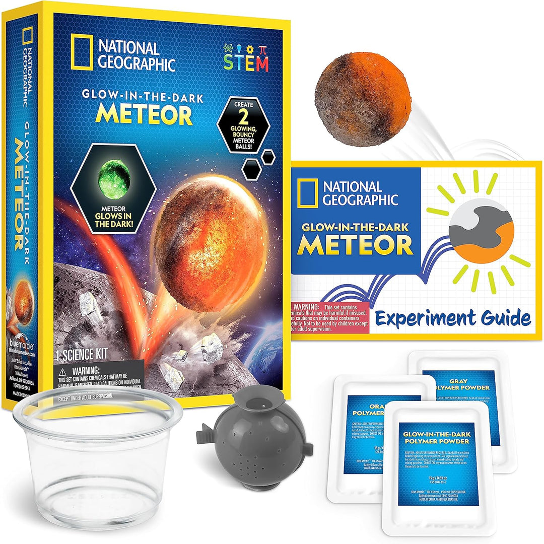 National Geographic Glow in the Dark Meteor Bouncy Balls - STEM Science Kit for Kids Age 8+