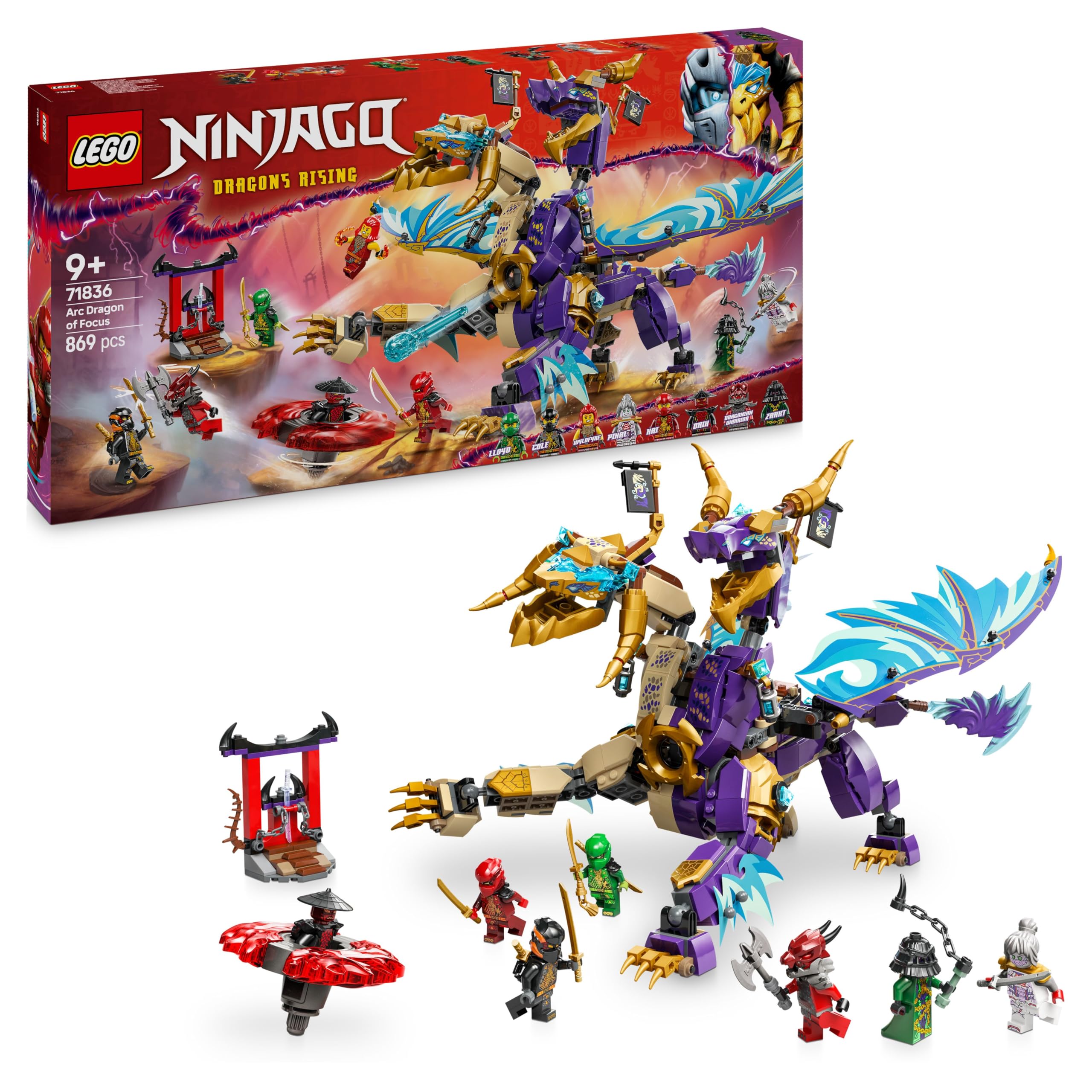 LEGO NINJAGO Arc Dragon of Focus Building Set 71836 with 8 Minifigures & Spinjitzu Spinner 1