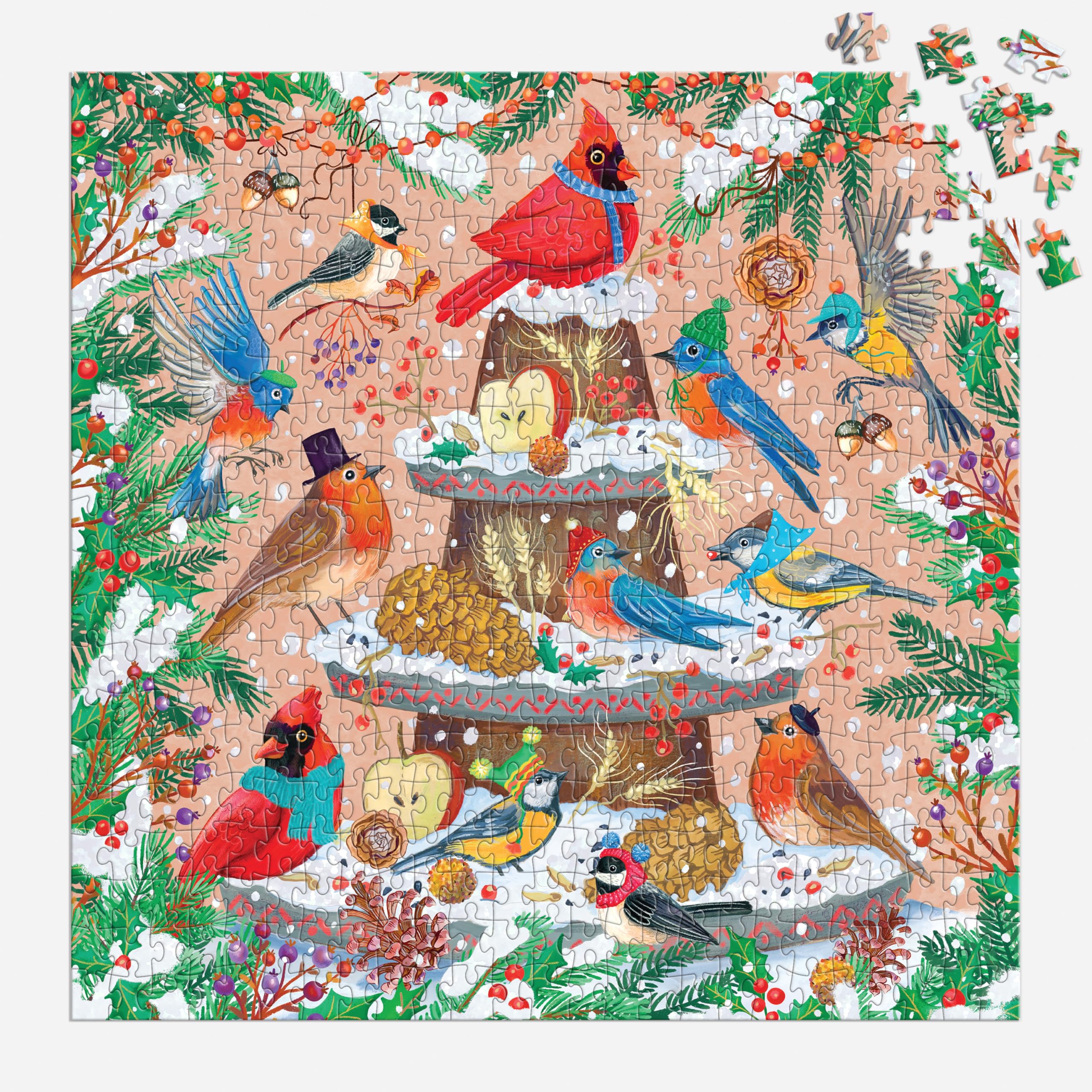 Galison Festive Feathers 500 Piece Foil Jigsaw Puzzle - 20x20 Inches Completed Size 5