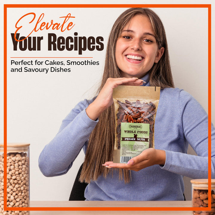 Chandra Whole Foods - Pecan Nuts 1KG - Raw, Gluten-Free, Vegan-Friendly Nuts for Snacking & Baking