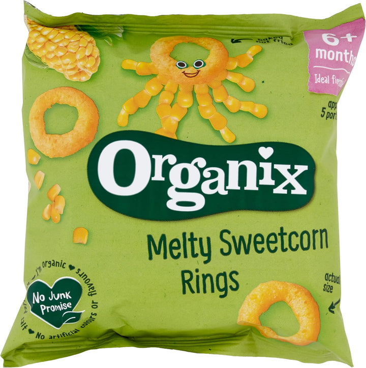 Organix Melty Sweetcorn Rings Organic Baby Finger Food Snack 20g (Pack of 8)