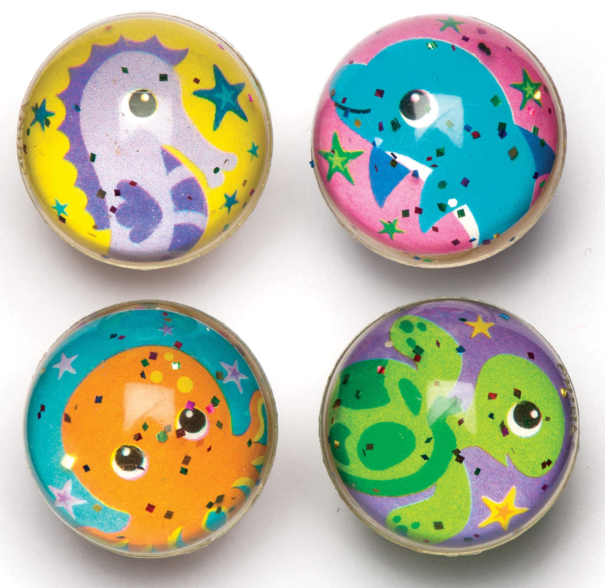 Baker Ross Sea Life Glitter Jet Bouncy Balls - Pack of 8 | 3 cm Diameter | Ages 3+ 1