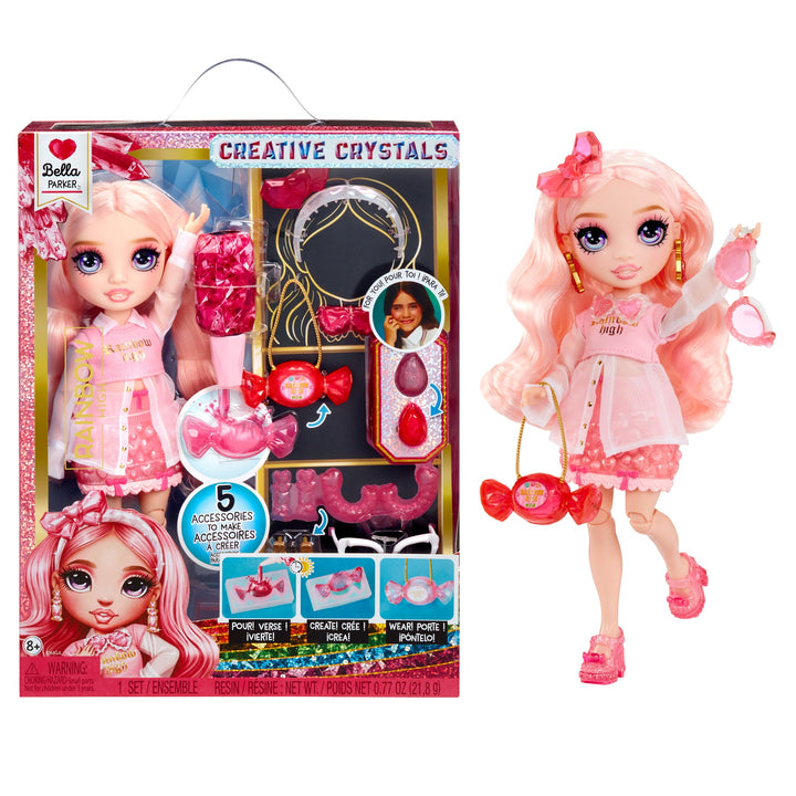 Rainbow High Creative Crystals Bella - Pink 28 cm Fashion Doll with Crystal