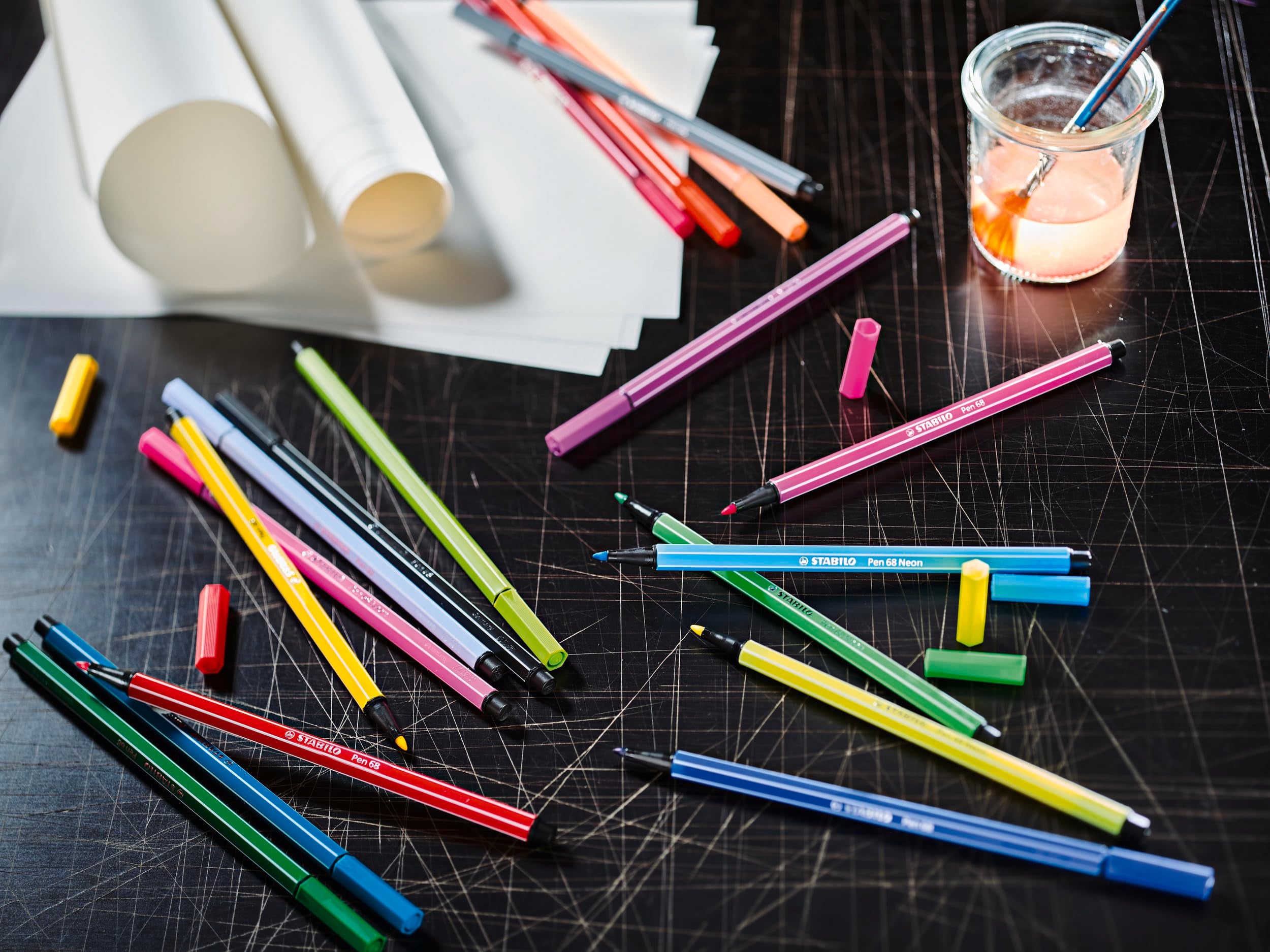 STABILO Pen 68 ARTY Fibre-Tip Pen Roll Set of 25 Assorted Colours 6