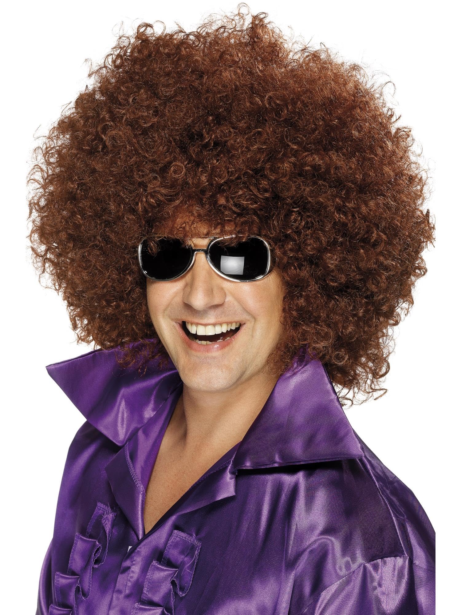 Smiffys Afro Wig - Mega-Huge Brown Style for 1970's Disco Dress Up | Adult Size