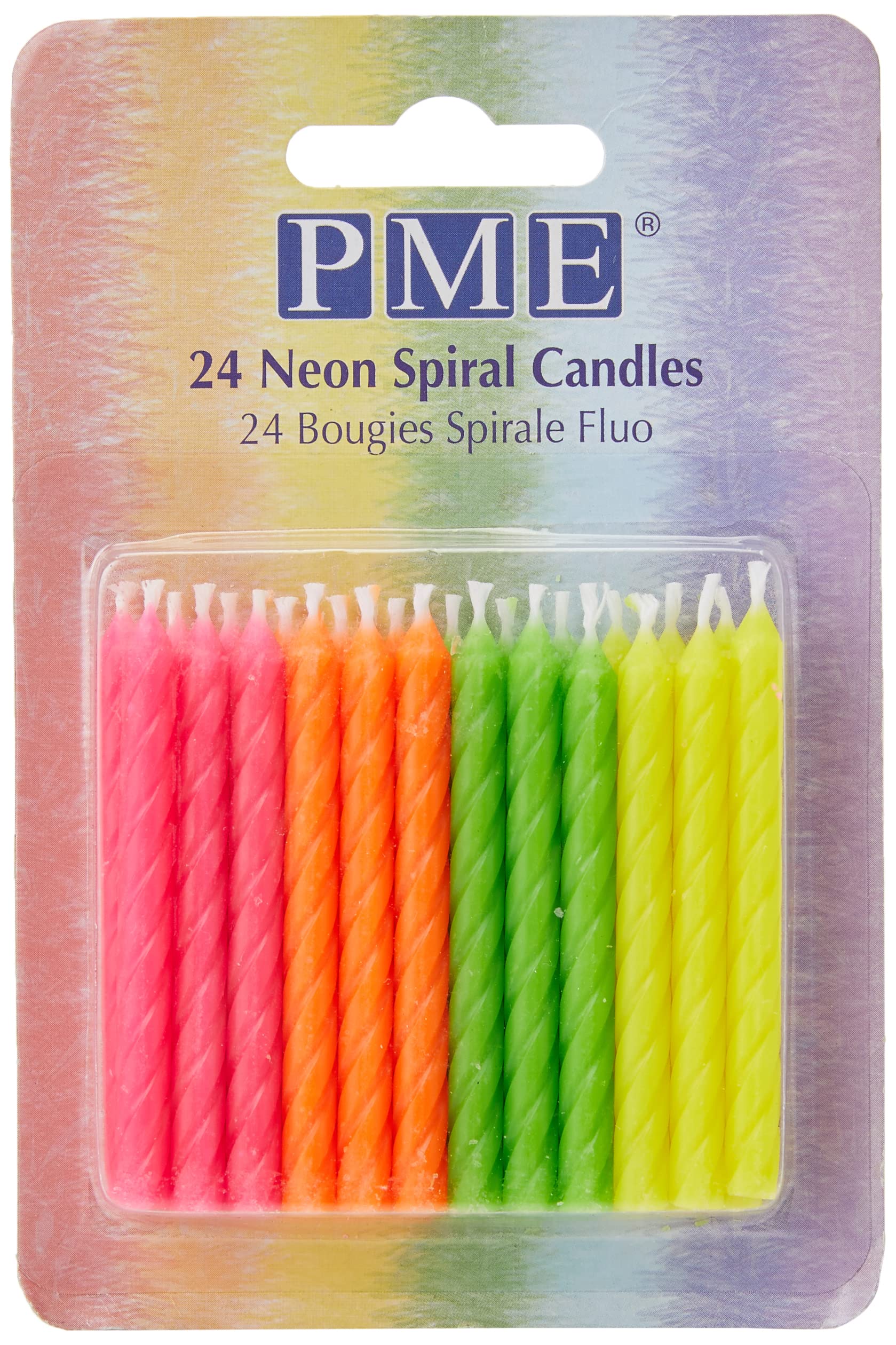 PME Neon Spiral Birthday Candles - 24 Pack | Multi-colour | Modern Style 1