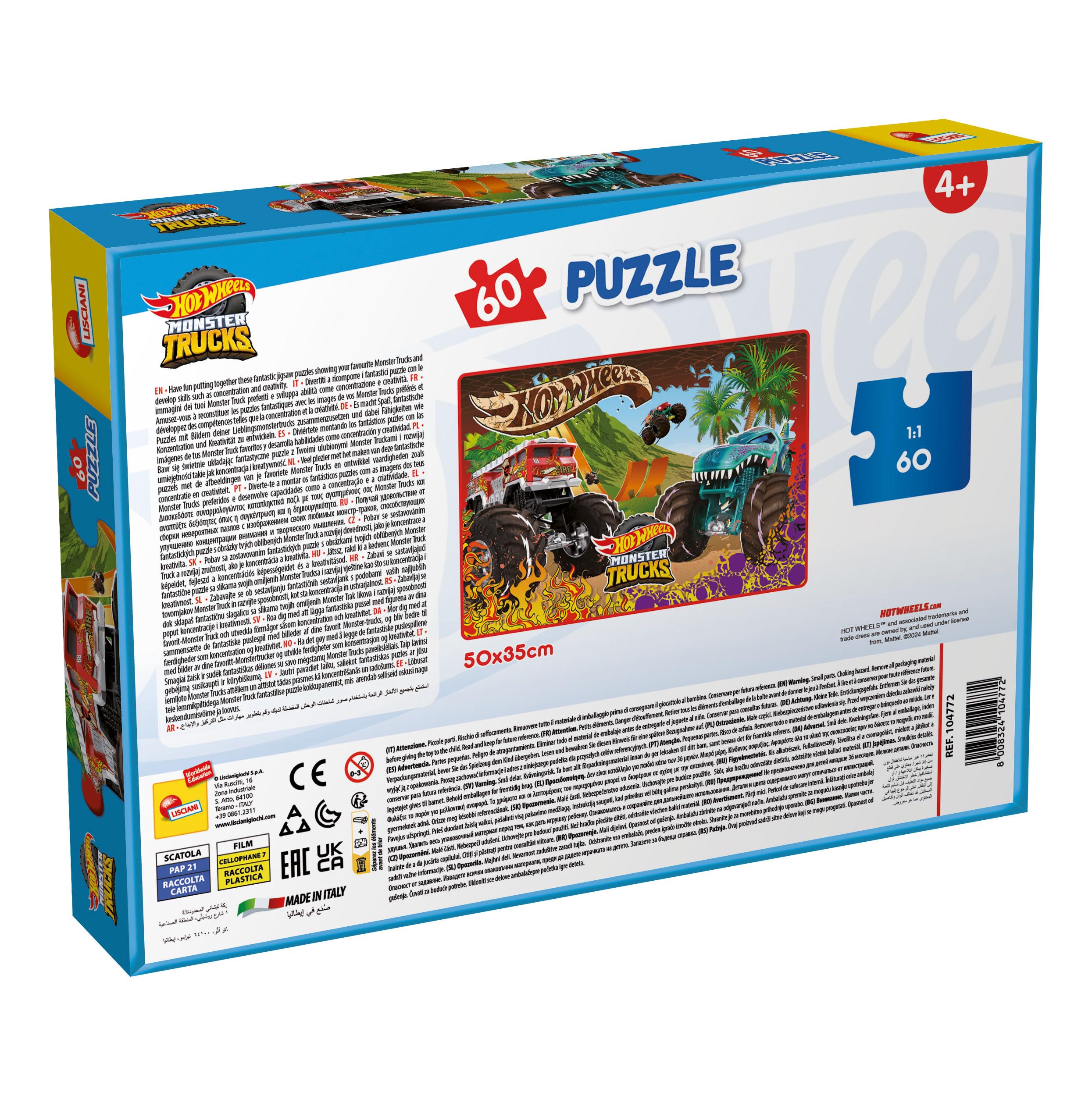 Liscianigiochi Hot Wheels Monster Truck Puzzle - 60 Pieces | Ages 4+ | 35x50cm 4