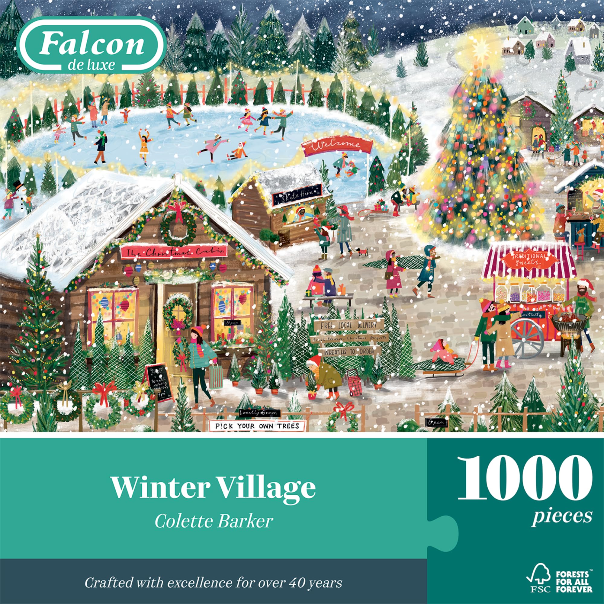 Falcon Winter Village - 1000 Piece Jigsaw Puzzle for Adults