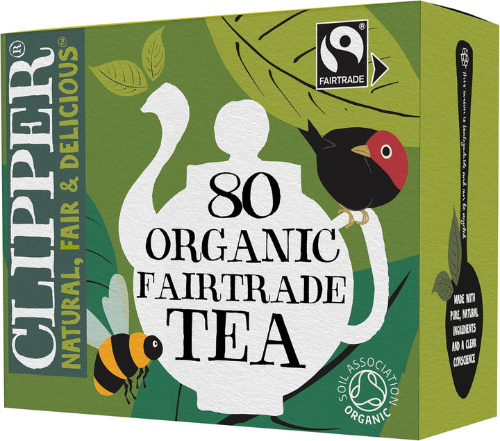 Clipper Organic Everyday Fairtrade Teabags | 80 Black Tea Bags | Unbleached, Biodegradable