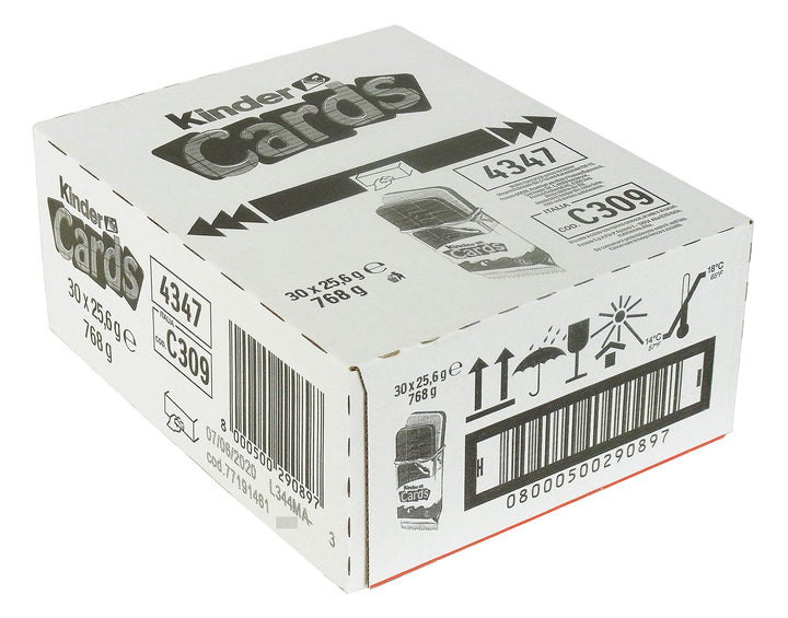 Kinder Cards Wafer Biscuits, Individually Wrapped Chocolate Snacks with Creamy Cocoa Filling, 786g Bulk Pack
