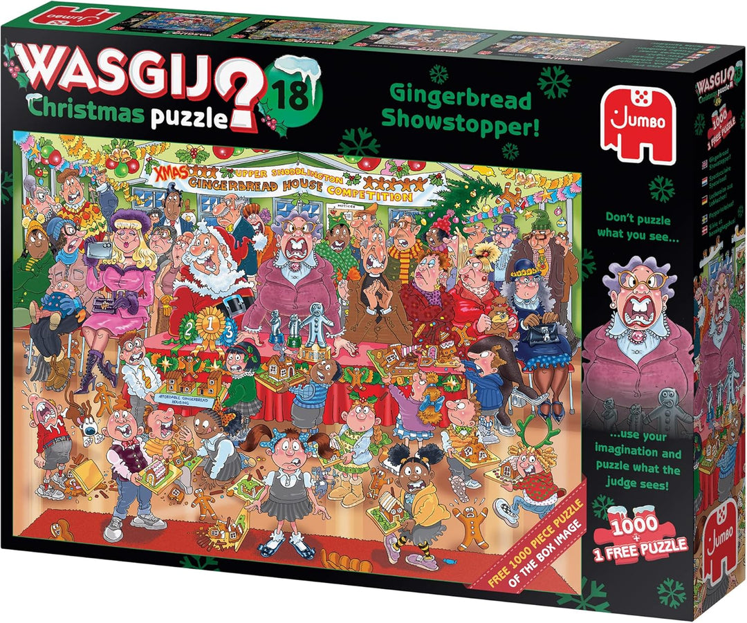 Jumbo Wasgij Christmas 18 Gingerbread Showstopper 2000-Piece Jigsaw Puzzle Set for Adults