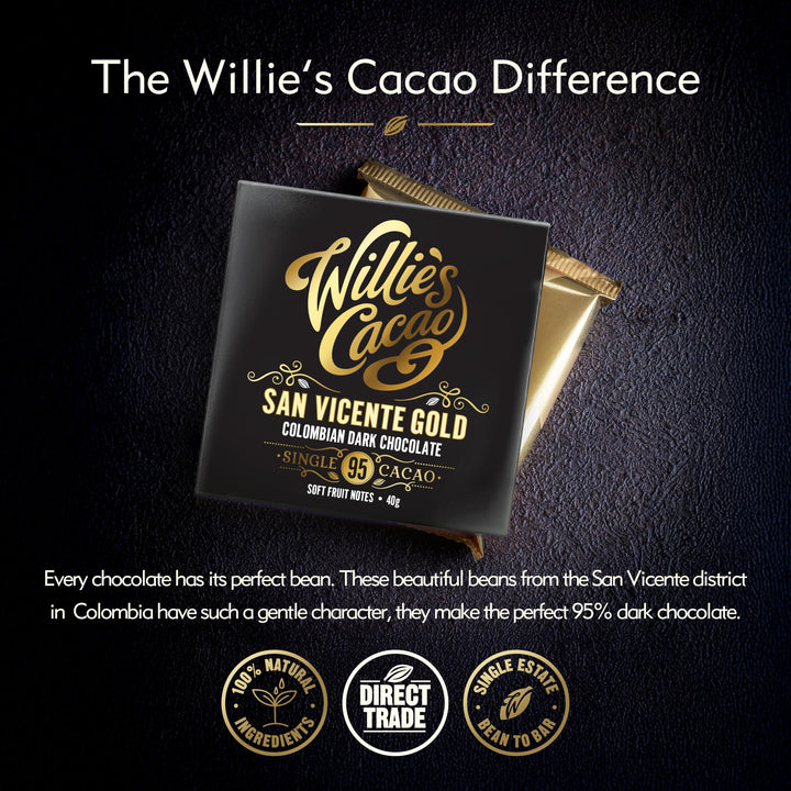 Willie's Cacao - 95% San Vicente Dark Chocolate Bar - 40g - Soft Fruit Notes