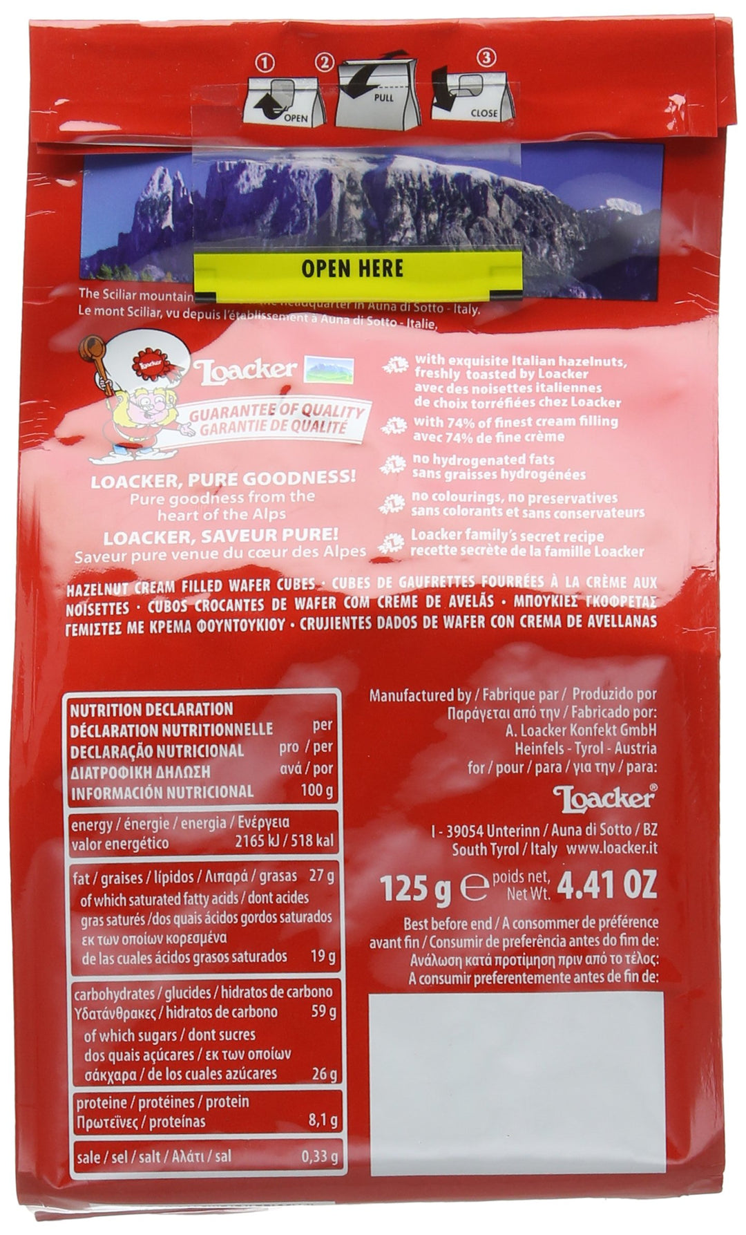 Loacker Quadratini Mini Wafer Biscuits, Napolitaner Hazelnut, 125g