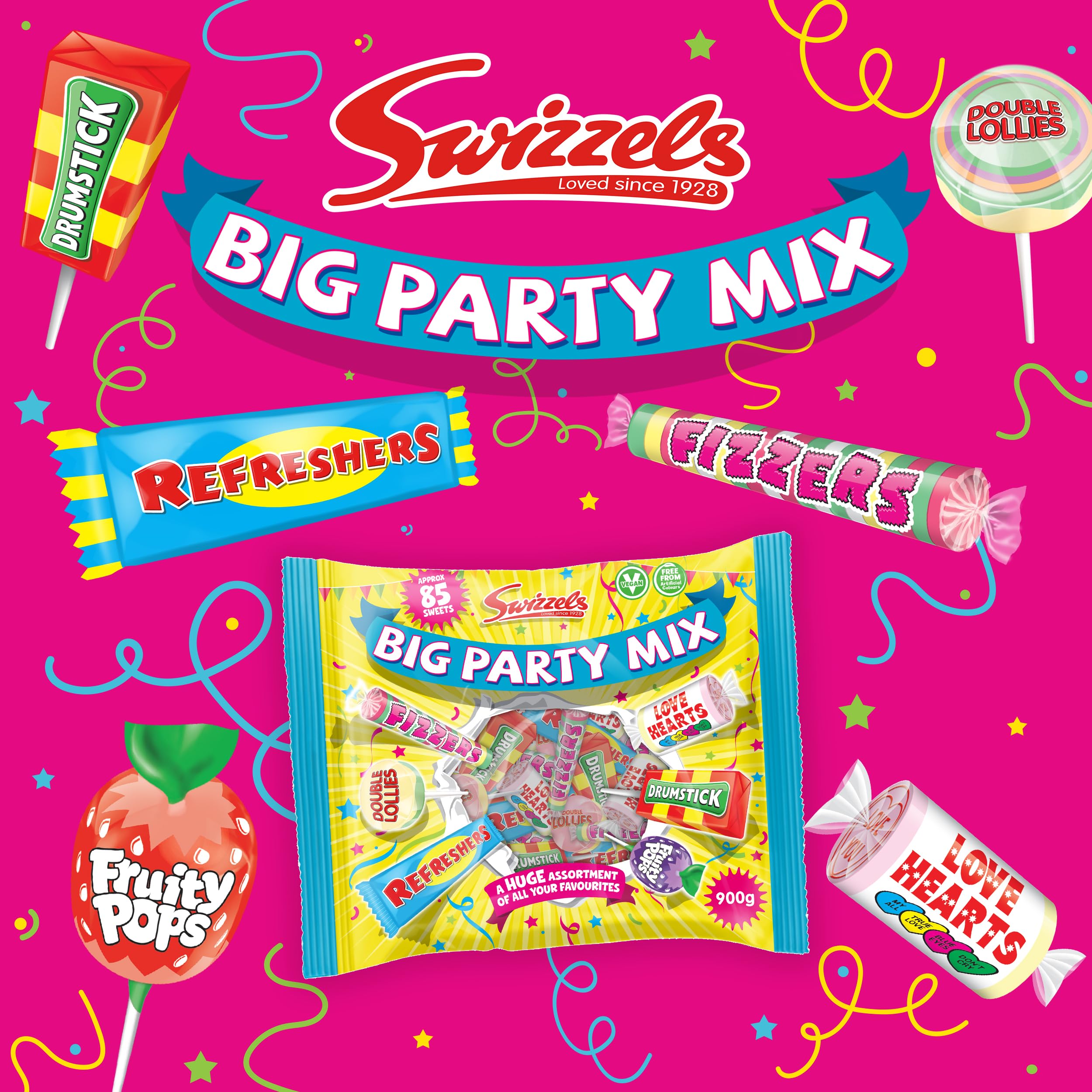 Swizzels Big Party Sweets Mix Bag - 900g Assortment | Vegan Friendly | 85 Sweets 2