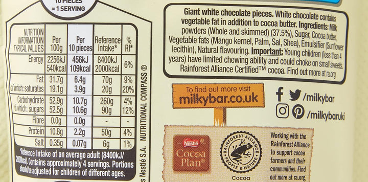 Milkybar White Chocolate Giant Buttons Sharing Pouch 94g (Pack of 11)
