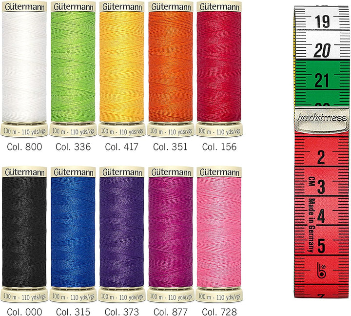 Gutermann Creativ Sewing Thread Set with 10 Spools Sew-All Thread 100m in Strong Colors