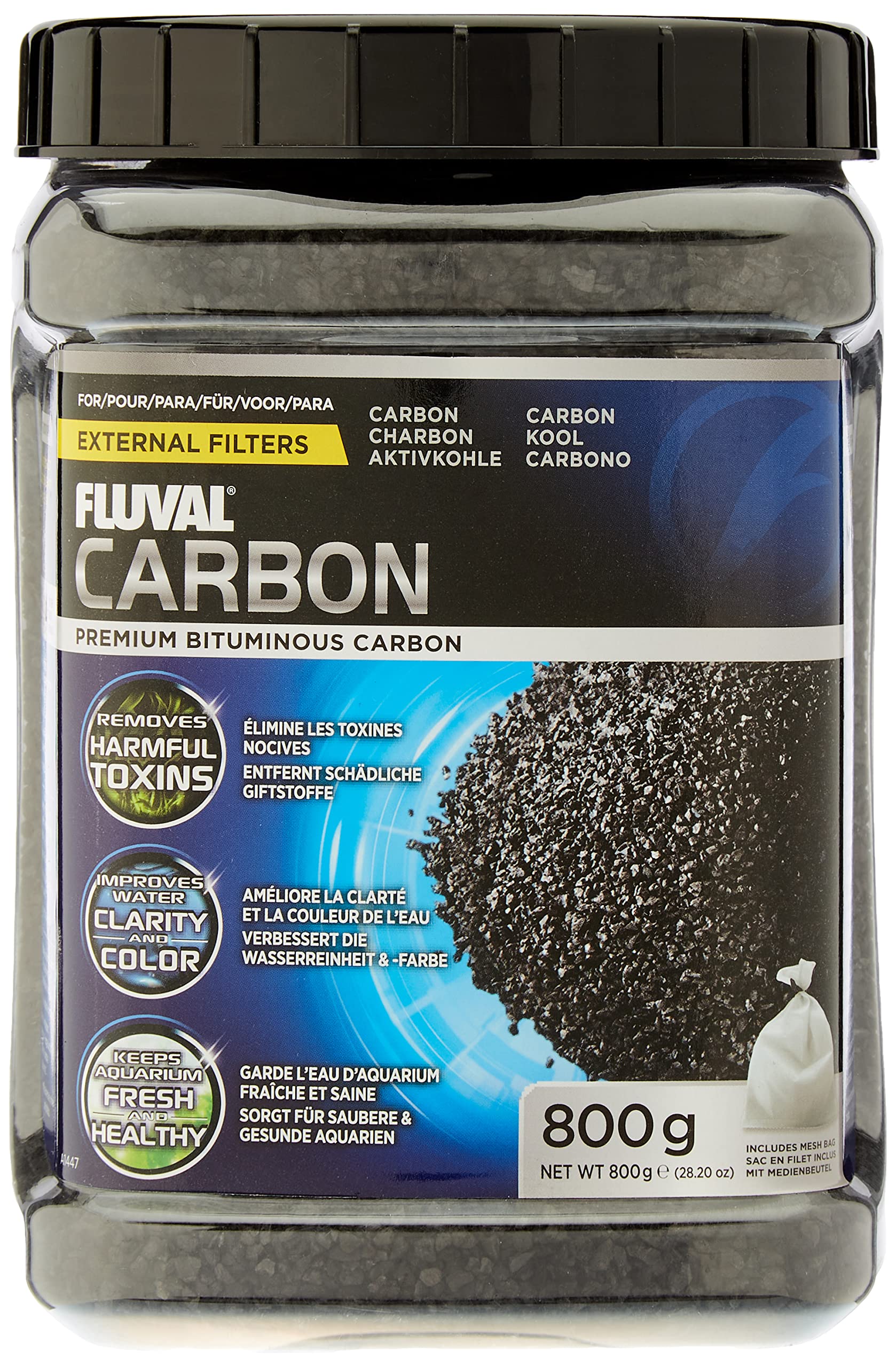 Fluval A1447 Activated Carbon Chemical Filtration Media | 800 g Bulk Jar