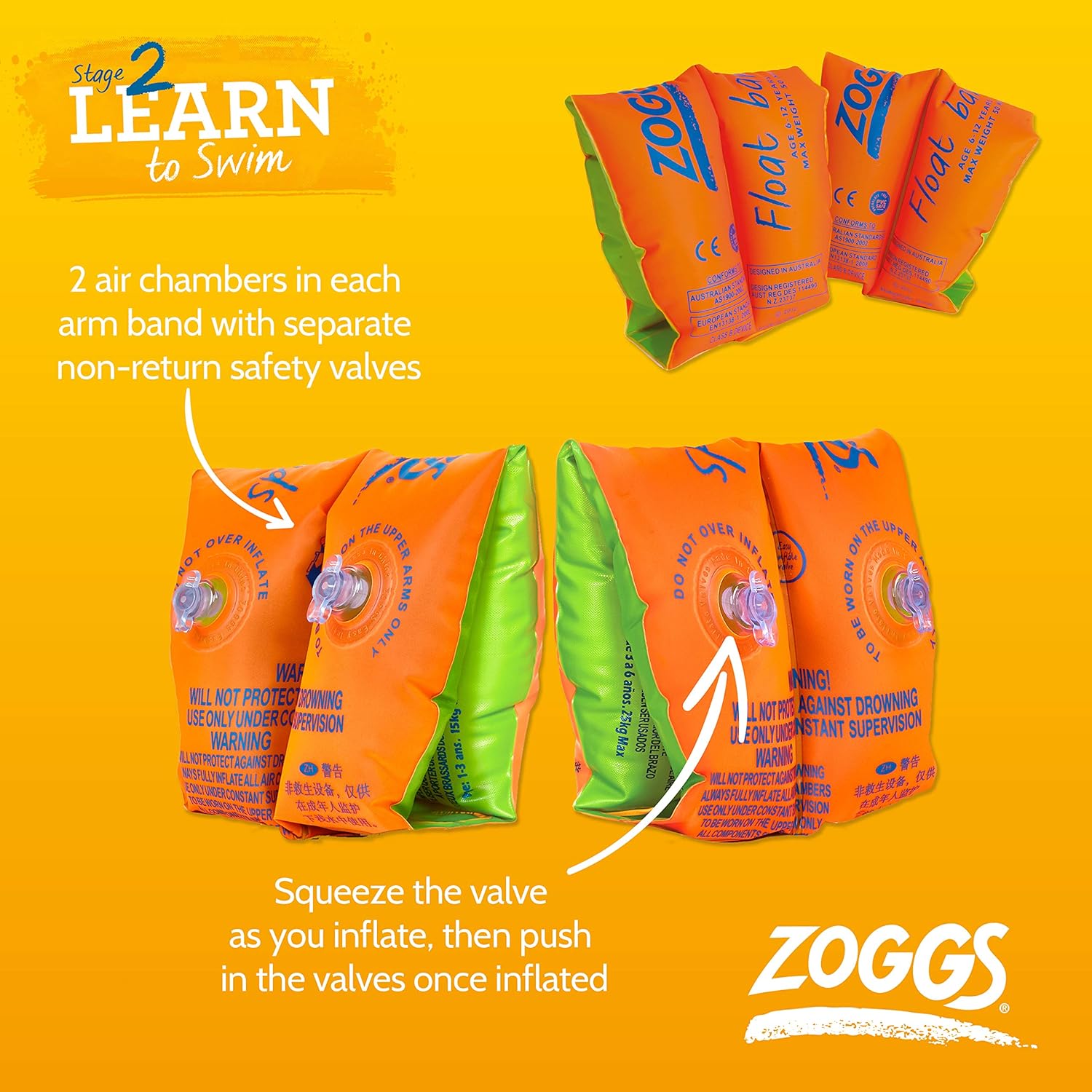 Zoggs Swimming Armbands - Float Bands for Kids Ages 0-12 with Adjustable Buoyancy 6