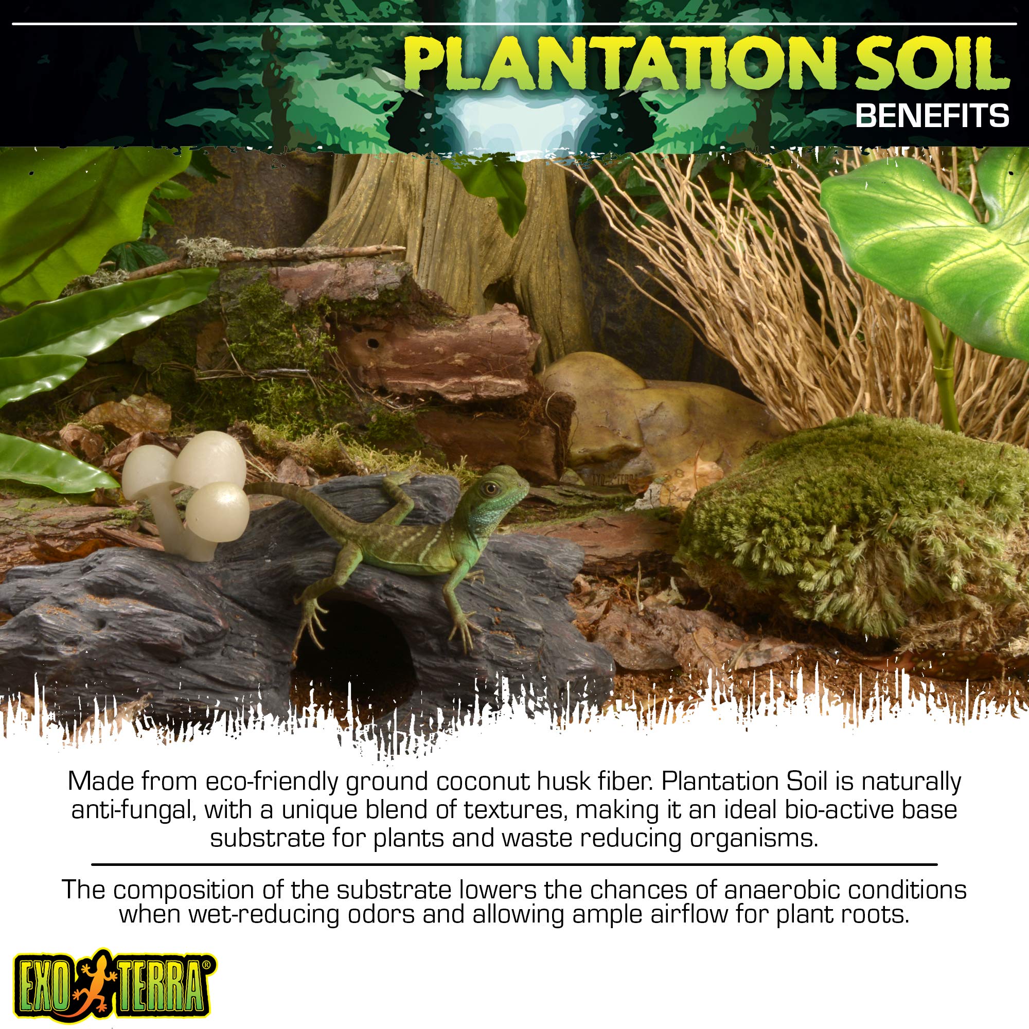 Exo Terra Plantation Soil Substrate - 100% Natural Coconut Husk Fiber | 8.8 Litre 3
