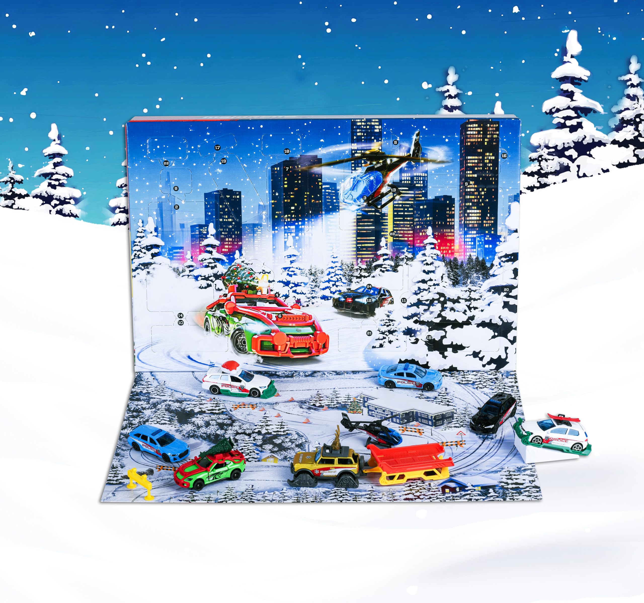 Majorette Vehicles Advent Calendar - 24-Day Holiday Playset with 8 Die-Cast Cars 3