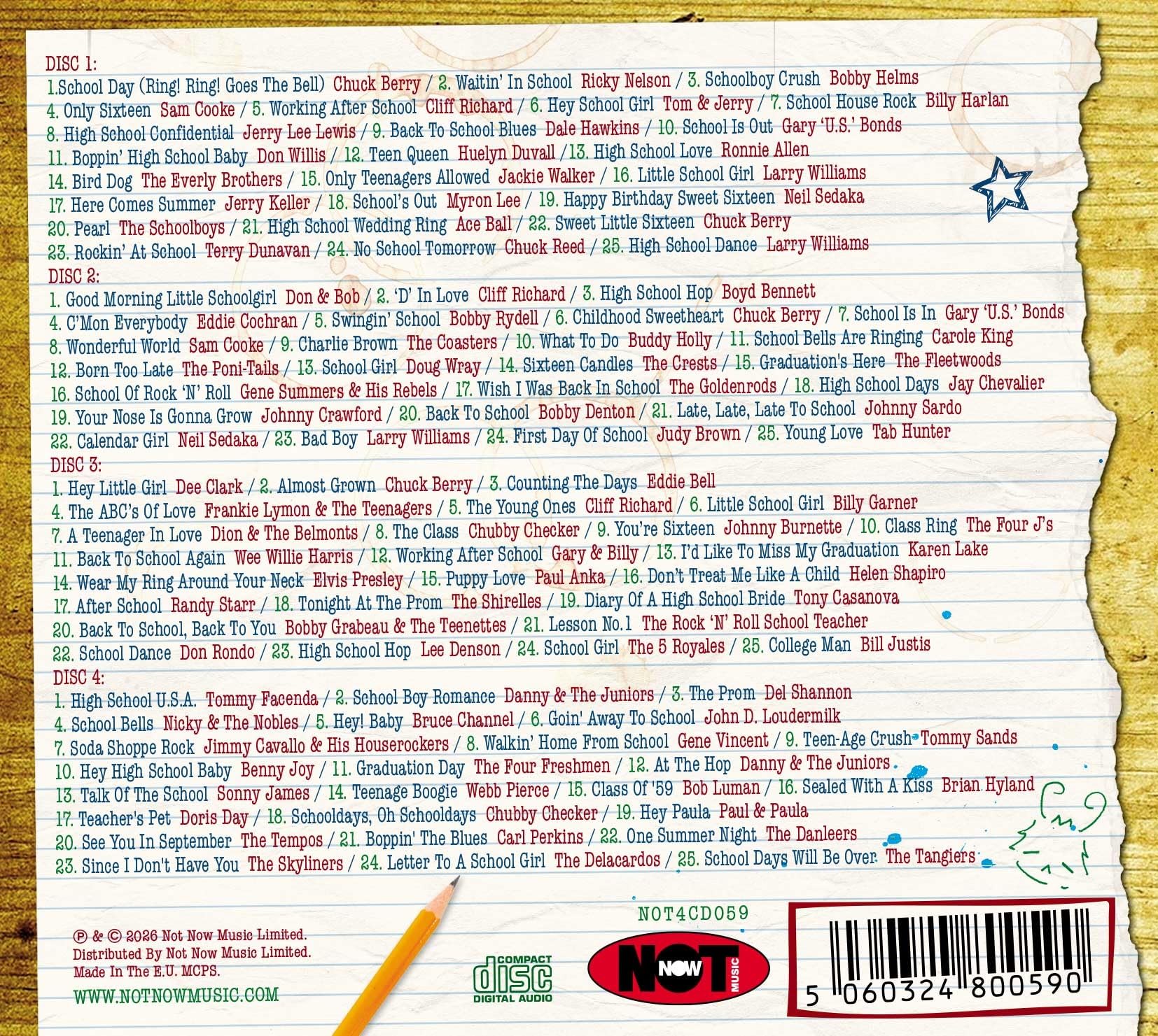 Various Artists - School Days, 100 Classic Tracks [4CD]