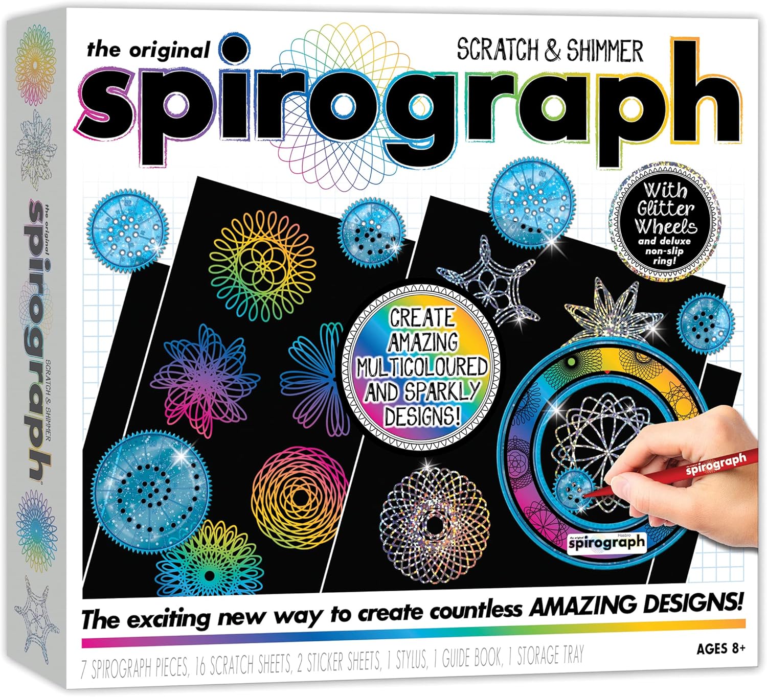 Spirograph Scratch & Shimmer - Glitter Precision Wheels & Rainbow Scratch Art Set