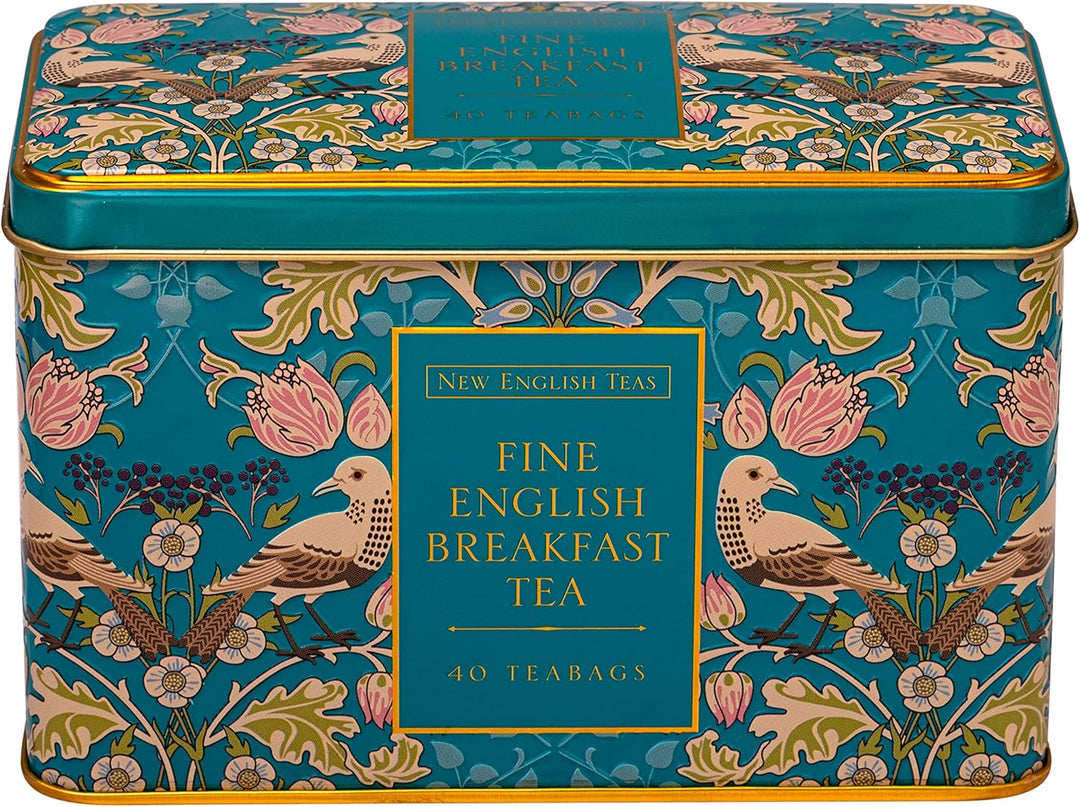 New English Teas Song Thrush and Berries Tea Tin with 40 English Breakfast Teabags