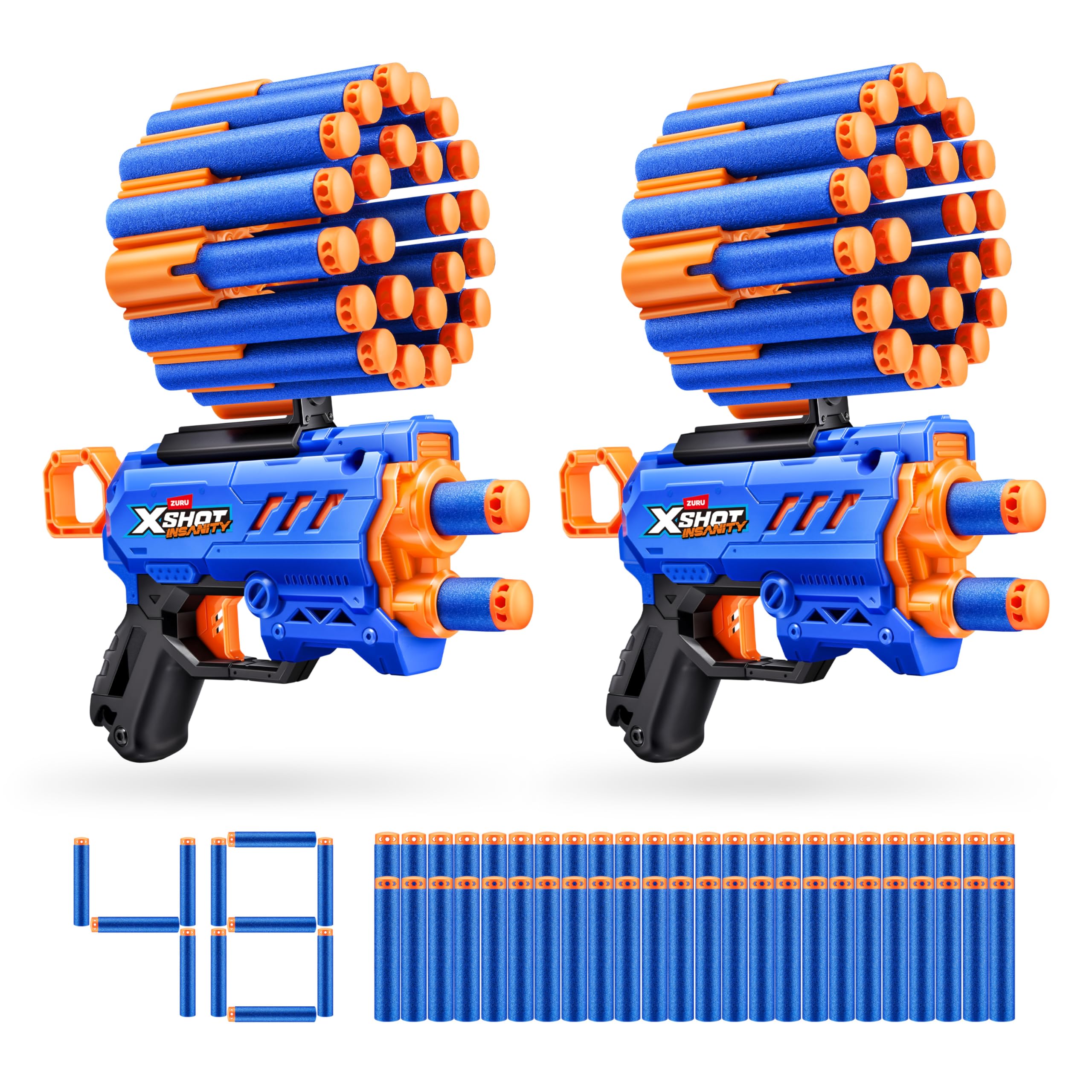 XSHOT Insanity Micro Blaster Dual Pack by ZURU with 48 Air Pocket Darts | 98 ft Range