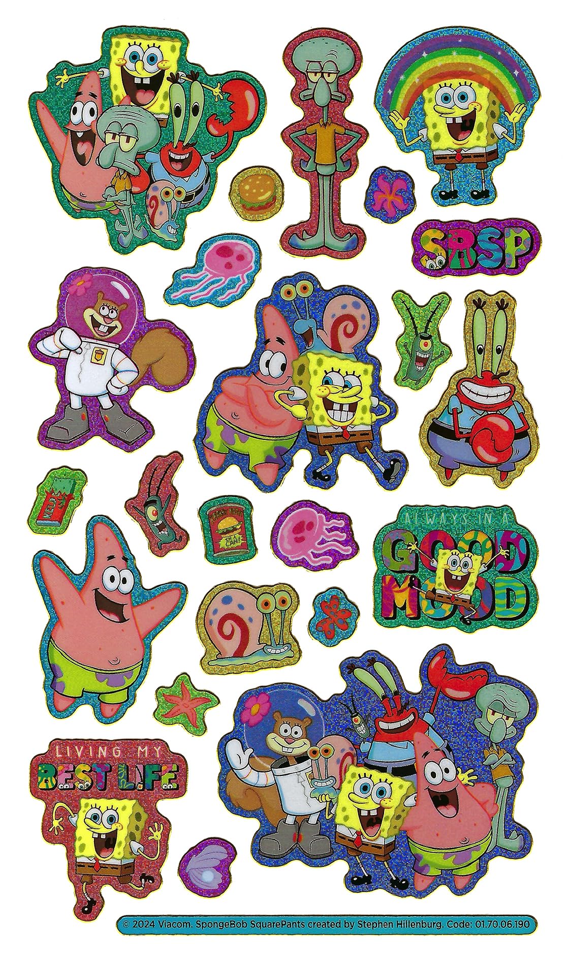 Paper Projects SpongeBob SquarePants Sparkly Reusable Foil Stickers | Multi Coloured 3