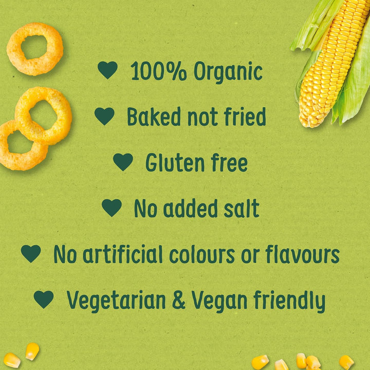 Organix Melty Sweetcorn Rings Organic Baby Finger Food Snack 20g (Pack of 8)
