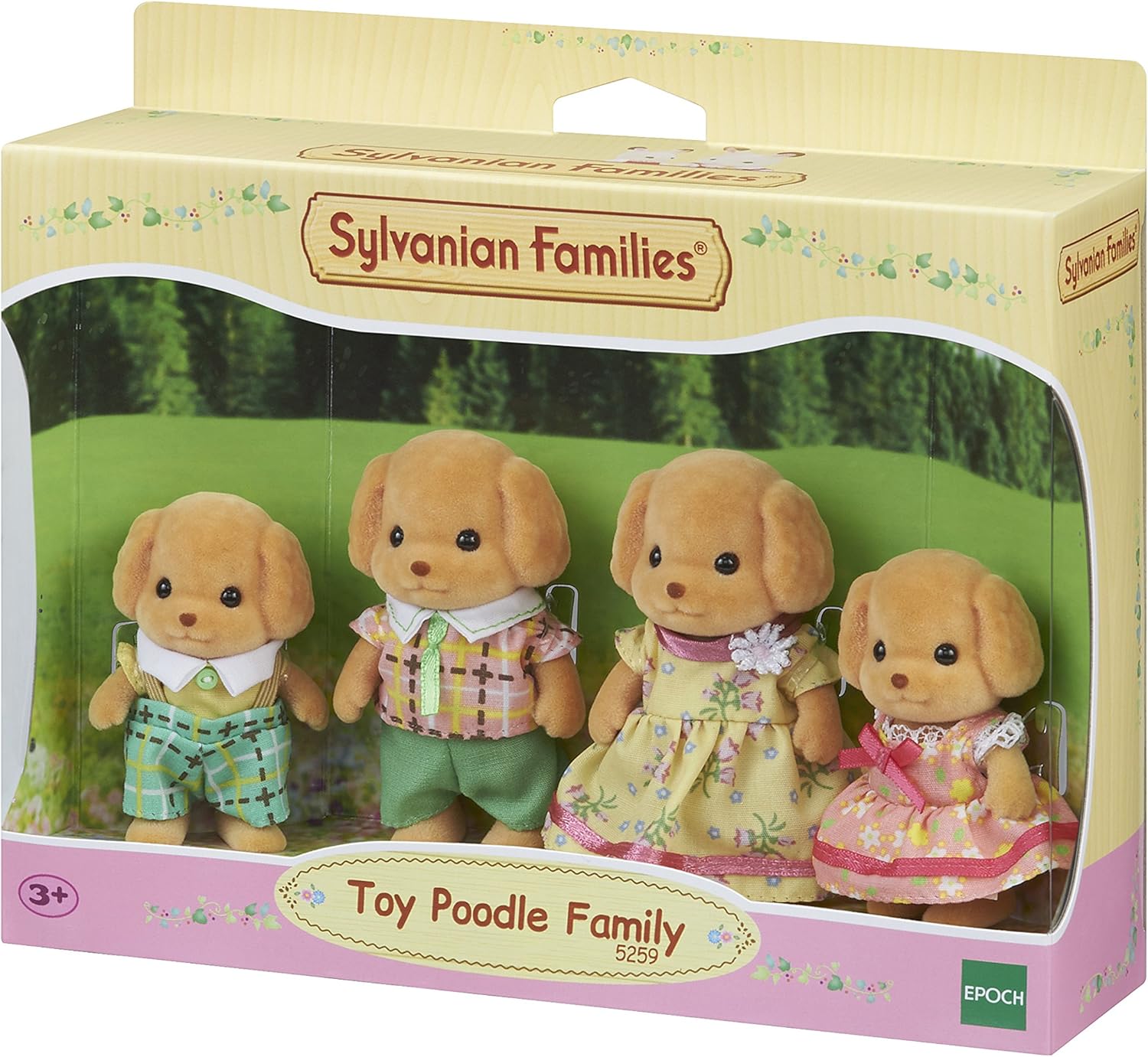 Sylvanian Families Toy Poodle Family - 4-Piece Playset with Story Book