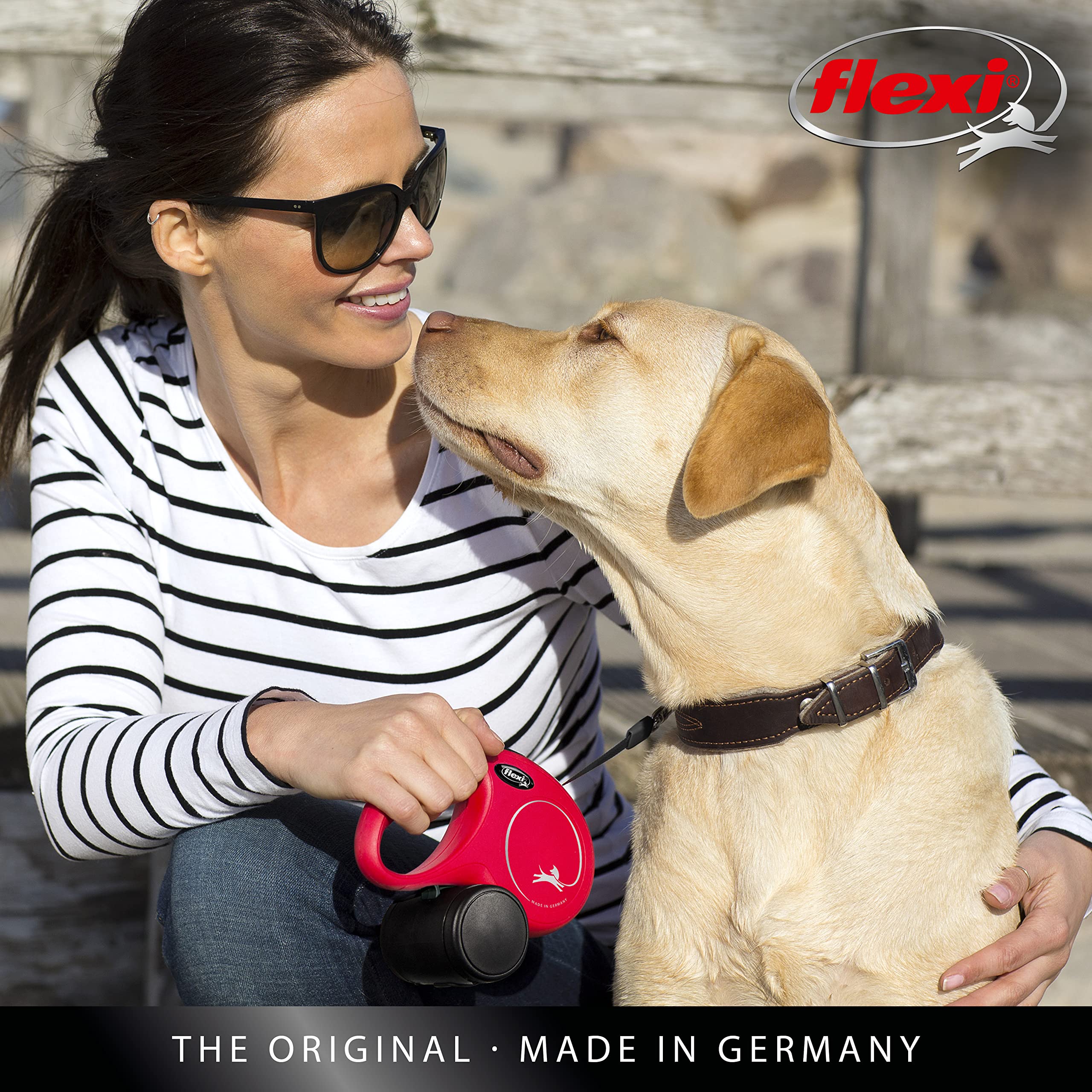 flexi New Classic Cord Black Small Retractable Dog Leash | 8m Length | Up to 12kg/26lbs 7